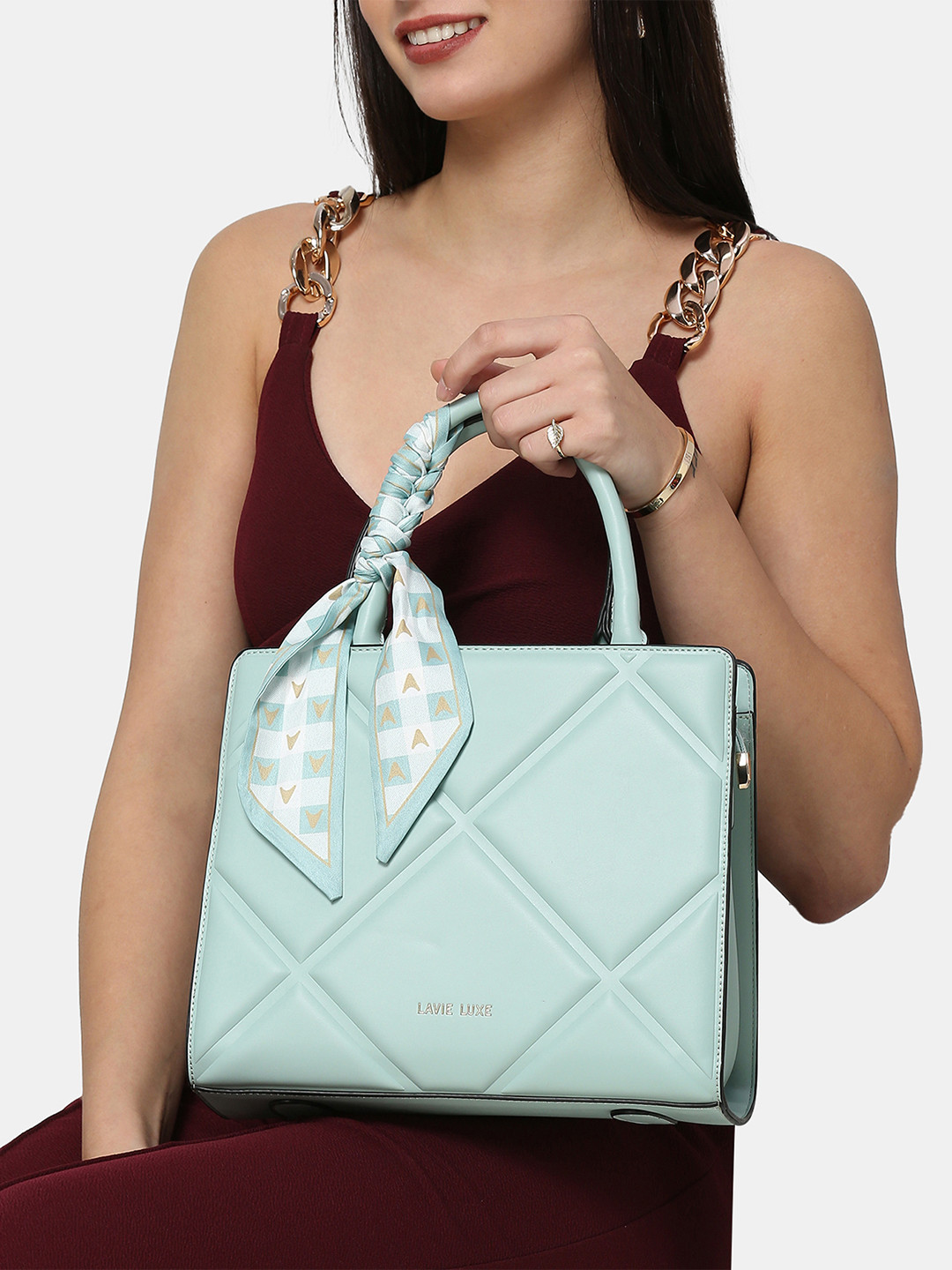 LAVIE LUXE Structured Debossed Pattern Satchel Bag