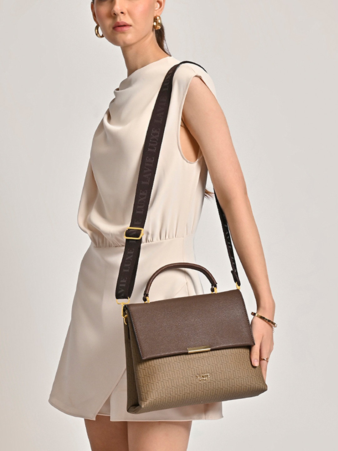 LAVIE LUXE Printed Structured Easy Carry Satchel Bag