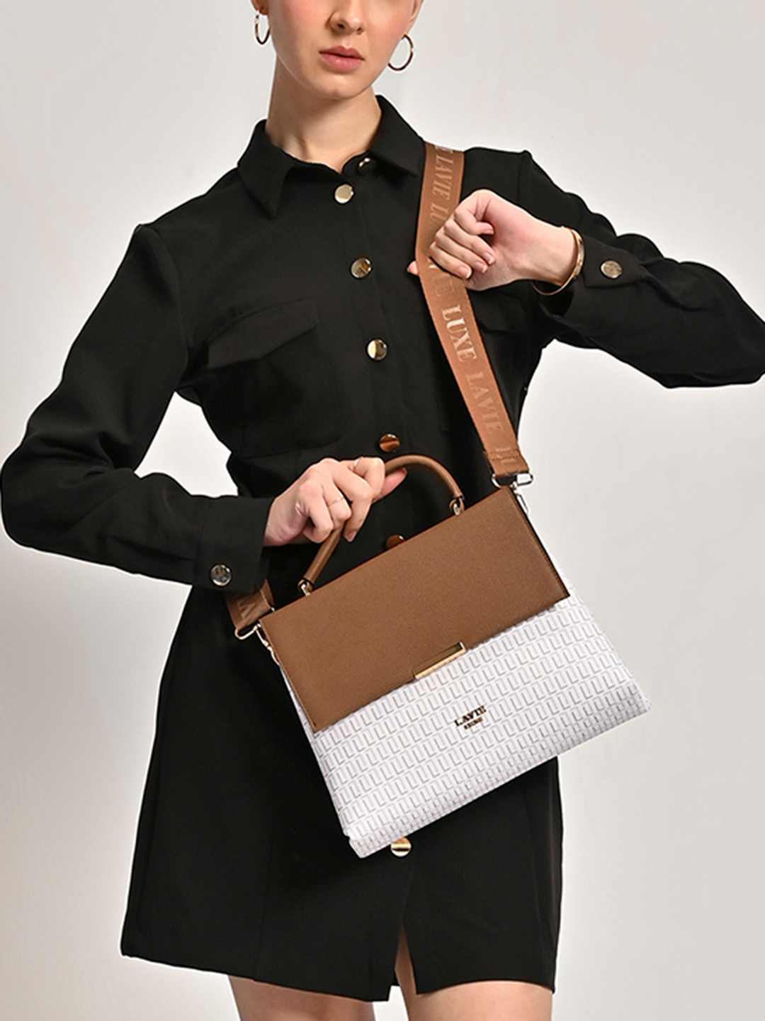 LAVIE LUXE Marsh25 Printed Structured Easy Carry Satchel Bag