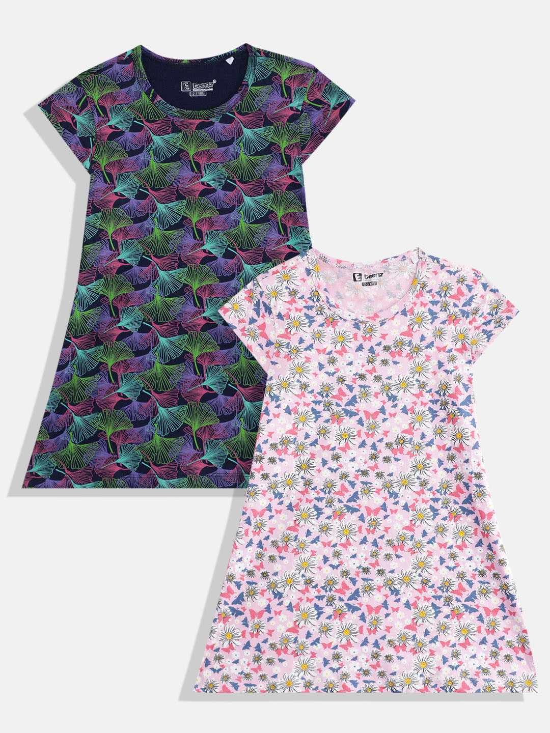 Eteenz Pack Of 2 Kids Girls Floral Printed A-Line Dress