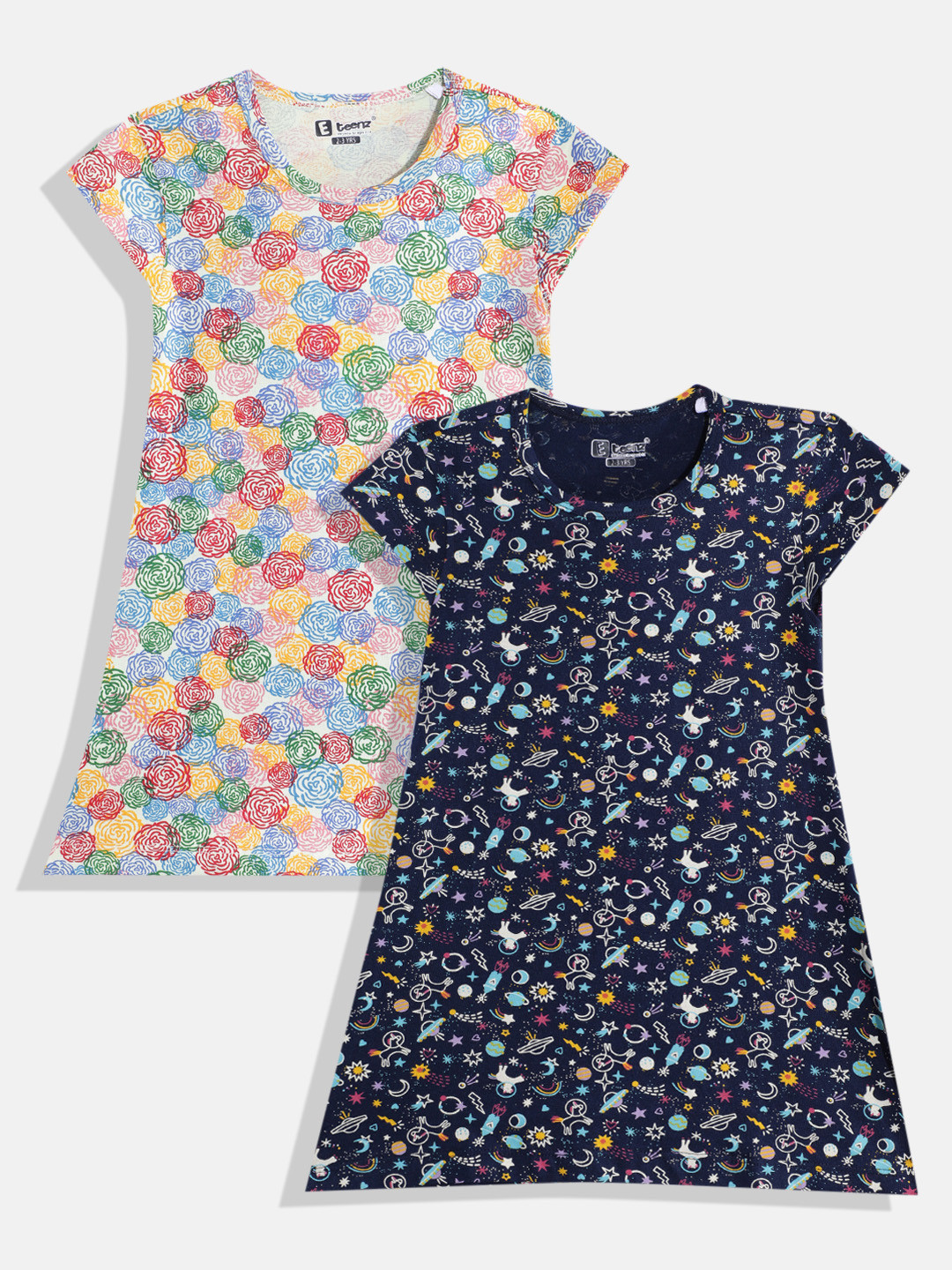 Eteenz Girls Set of 2 Conversational Printed A-Line Dress