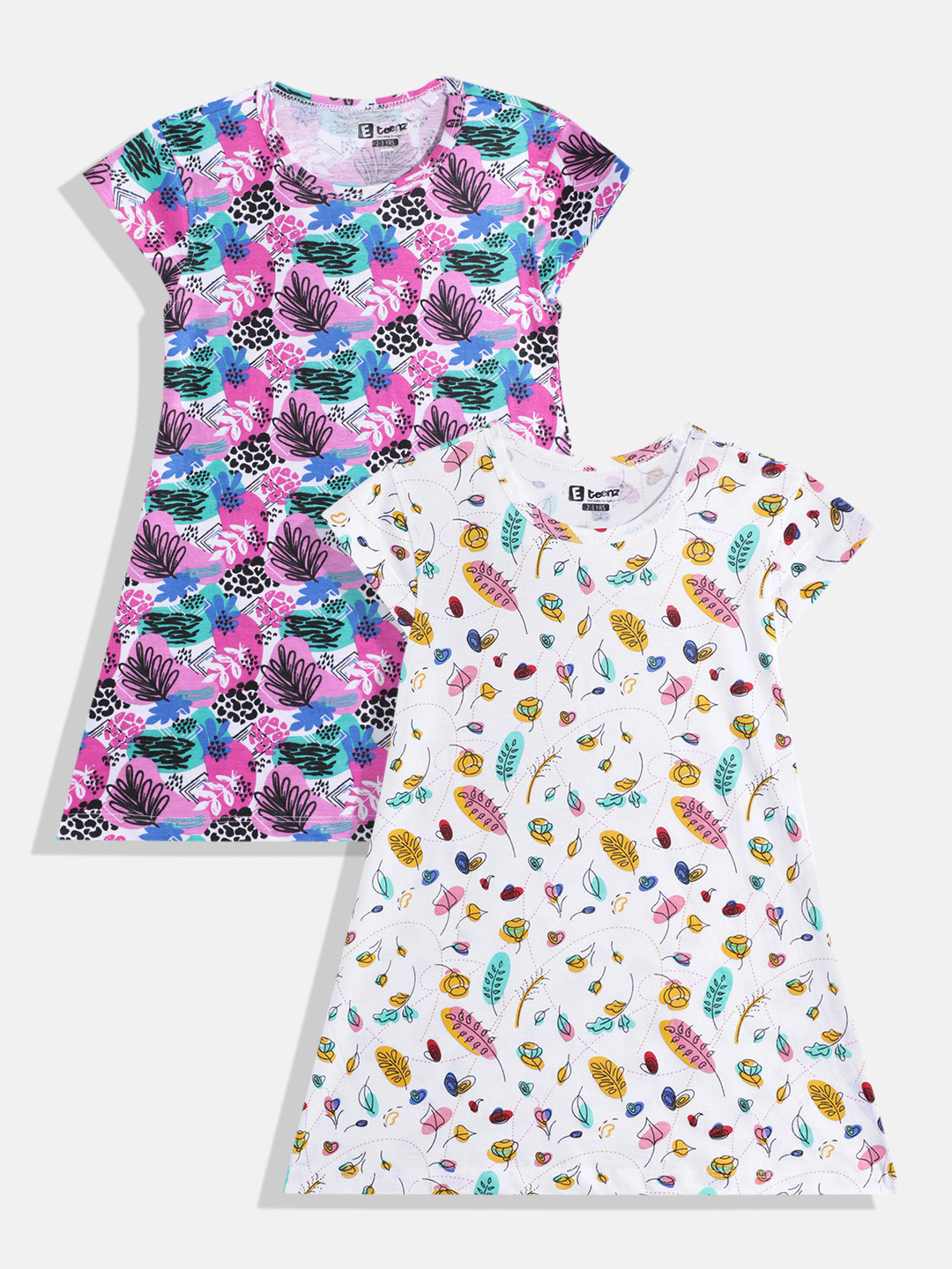 Eteenz Girls Set of 2 Conversational Printed A-Line Dress