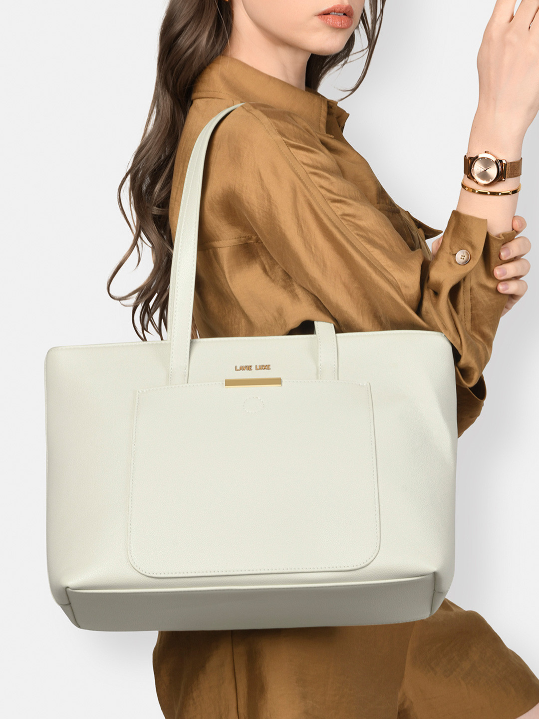 LAVIE LUXE Oversized Shopper Organizational Pockets Tote Handbag Bag