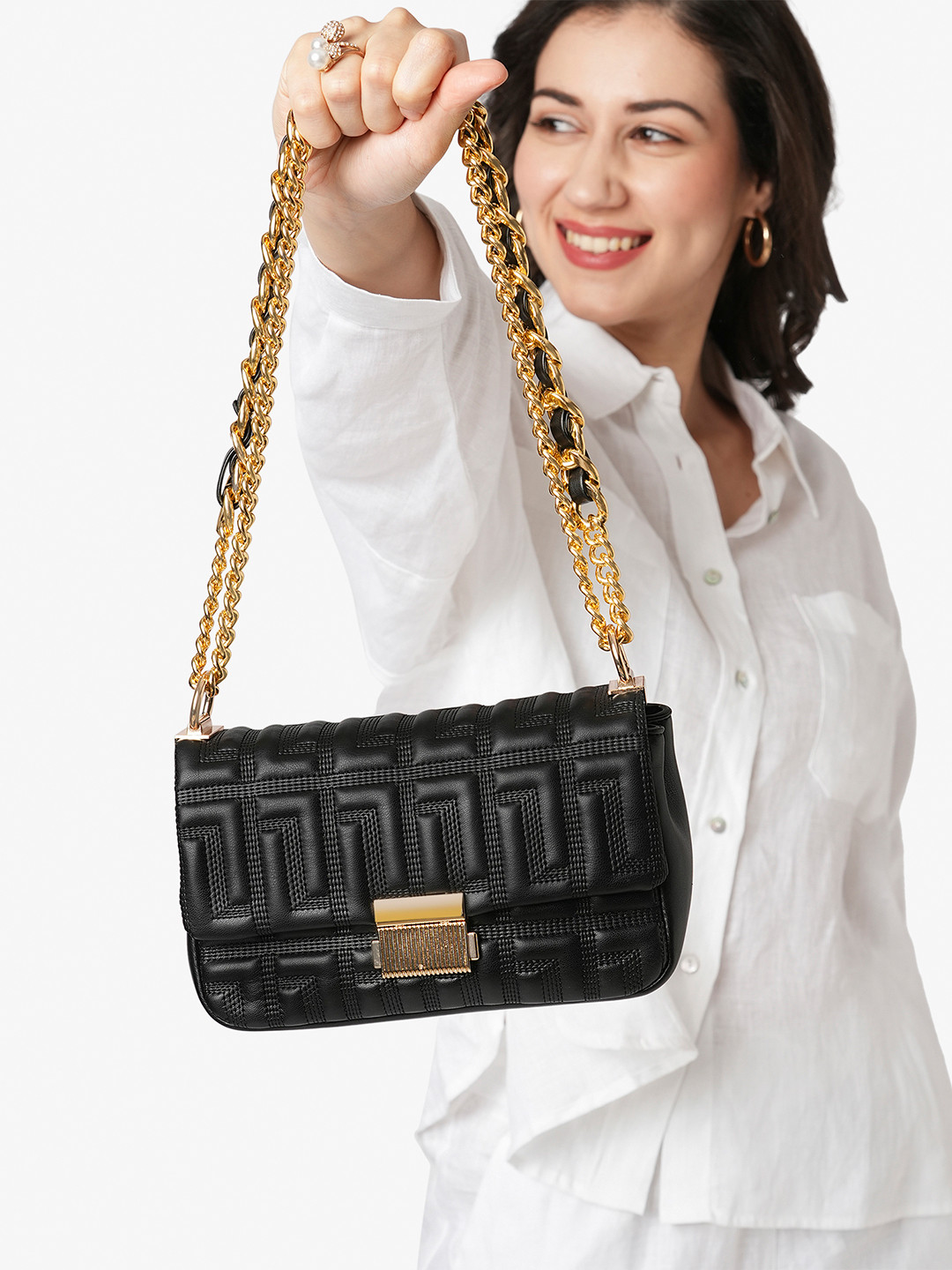 LAVIE LUXE Juli25 Textured Structured Quilted Pattern Crossbody Sling Bag