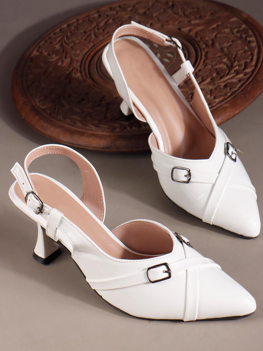 Try Me Women Pointed Toe Stiletto Sandal Heels with Backstrap