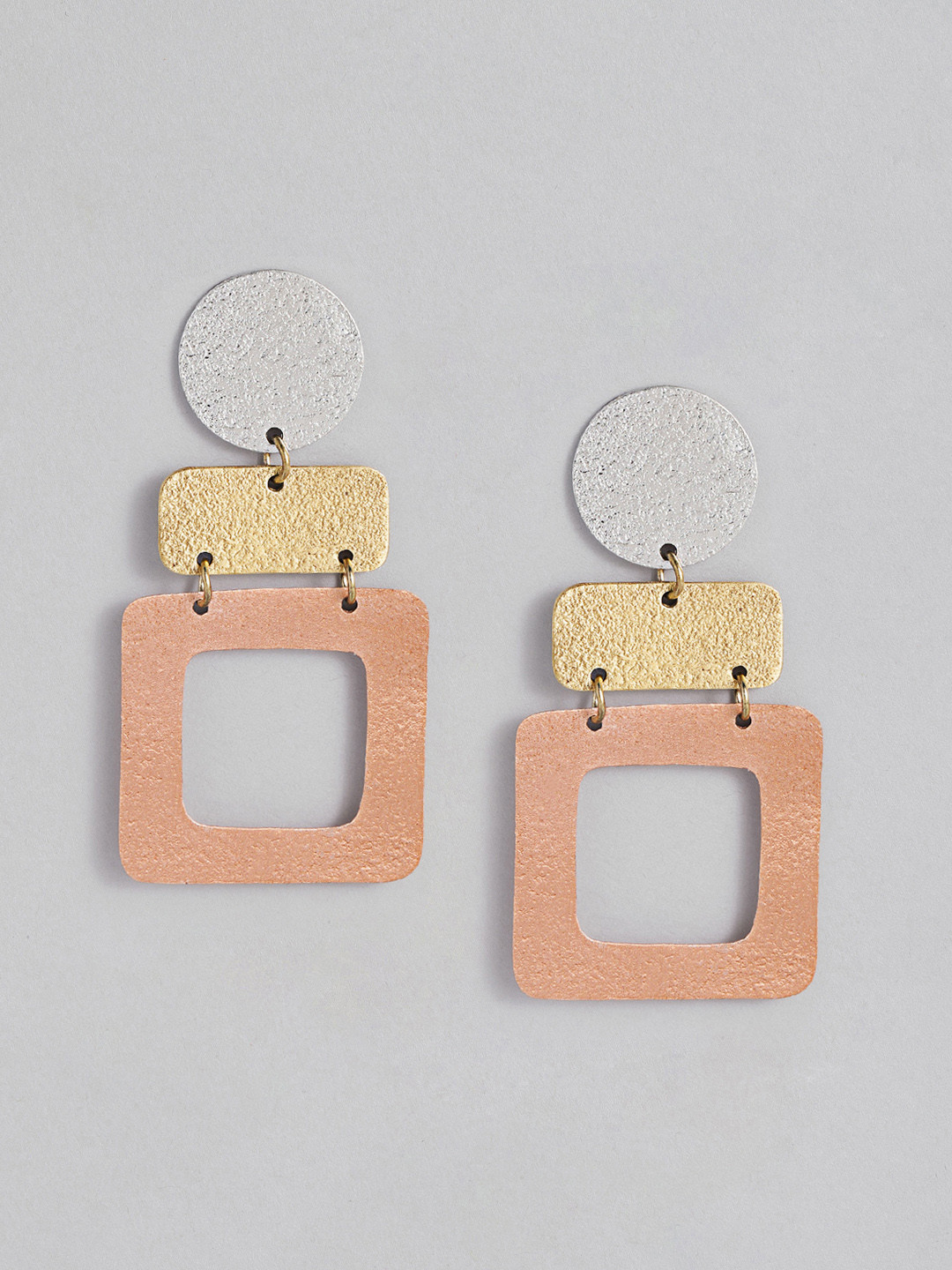 AITIHYA Gold-Plated Geometric Drop Earrings