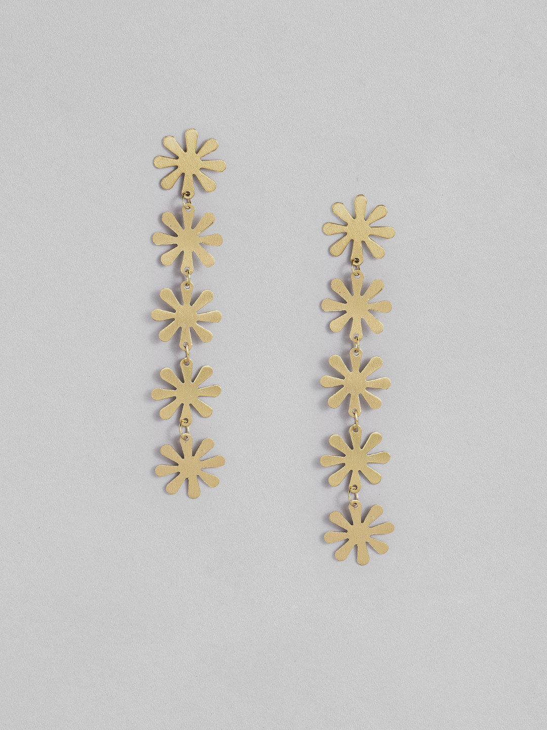 AITIHYA Gold-Plated Floral Drop Earrings