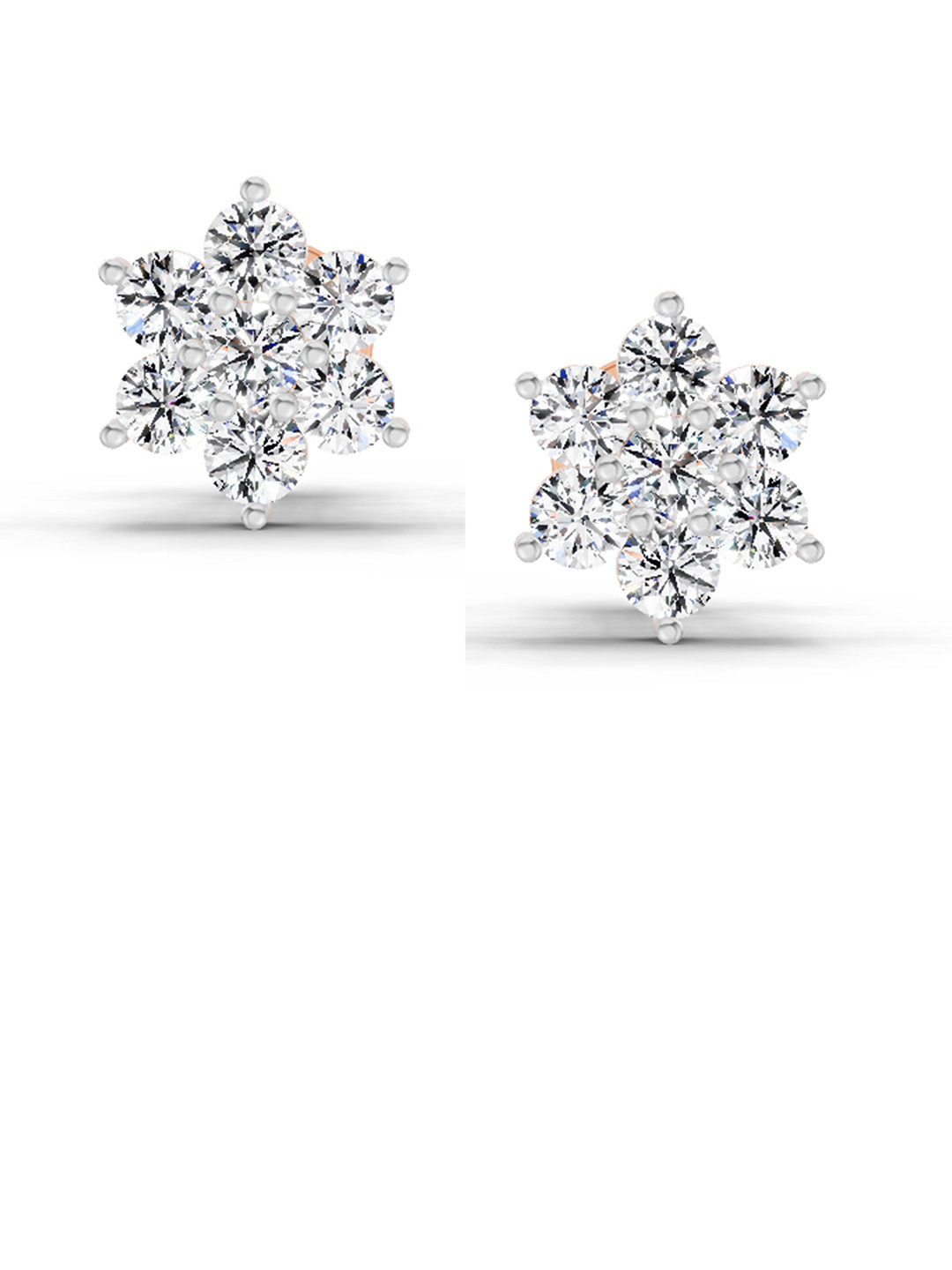 Sparkles 14K Rose Gold 0.97 Carat Lab Diamond Floral Cluster Stud Earrings