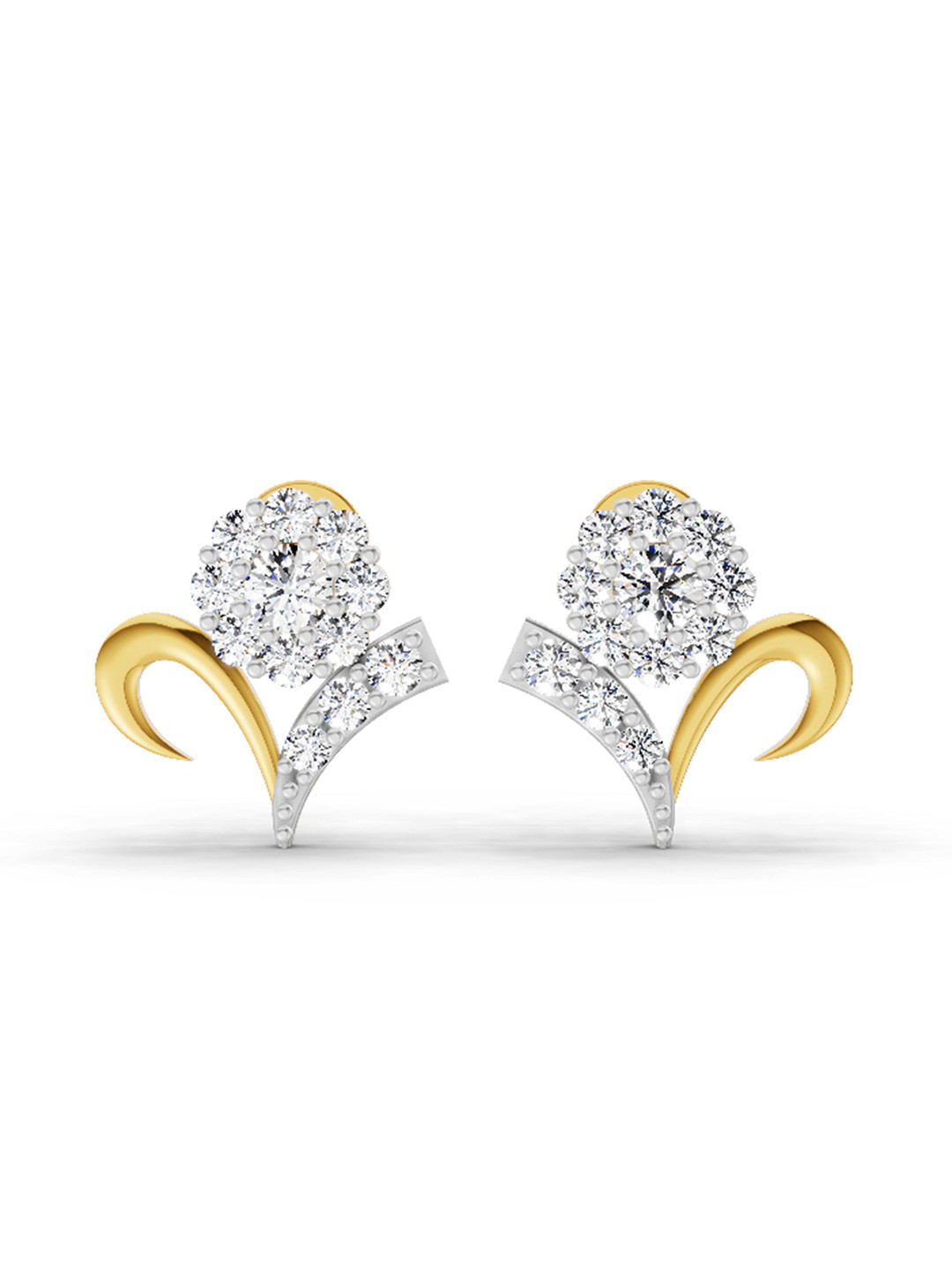 Sparkles Round Shape Lab Diamond Cluster Stud Earrings 1.33 Carat 14K Yellow Gold