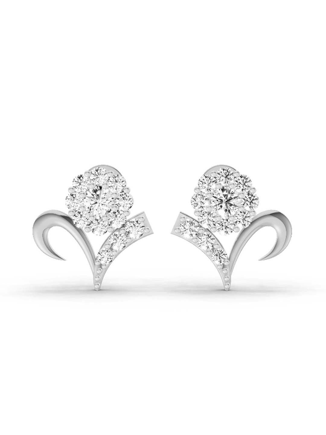 Sparkles 14K White Gold Round Shape Lab Diamond Cluster Stud Earrings 1.33 Carat