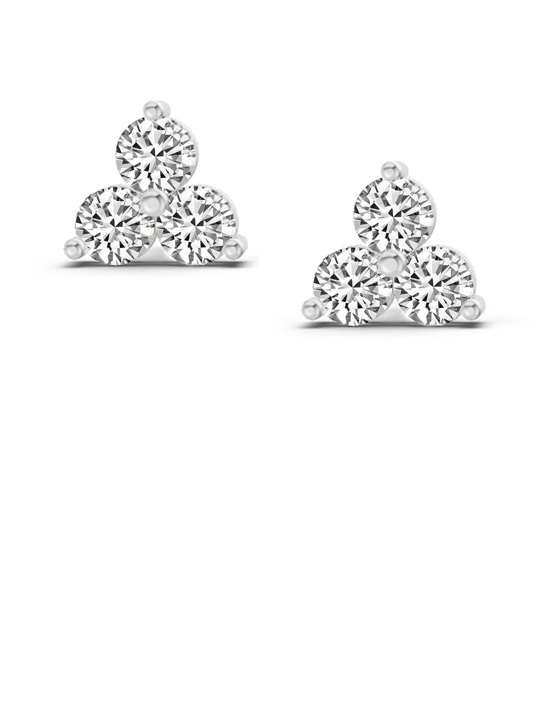 Sparkles 14K White Gold 1 Carat Lab Diamond 3 Stone Stud Earrings