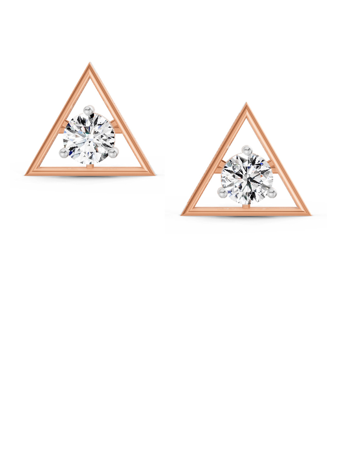 Sparkles 14K Rose Gold Round Shape Lab Diamond Solitaire Stud Earrings 1 Carat
