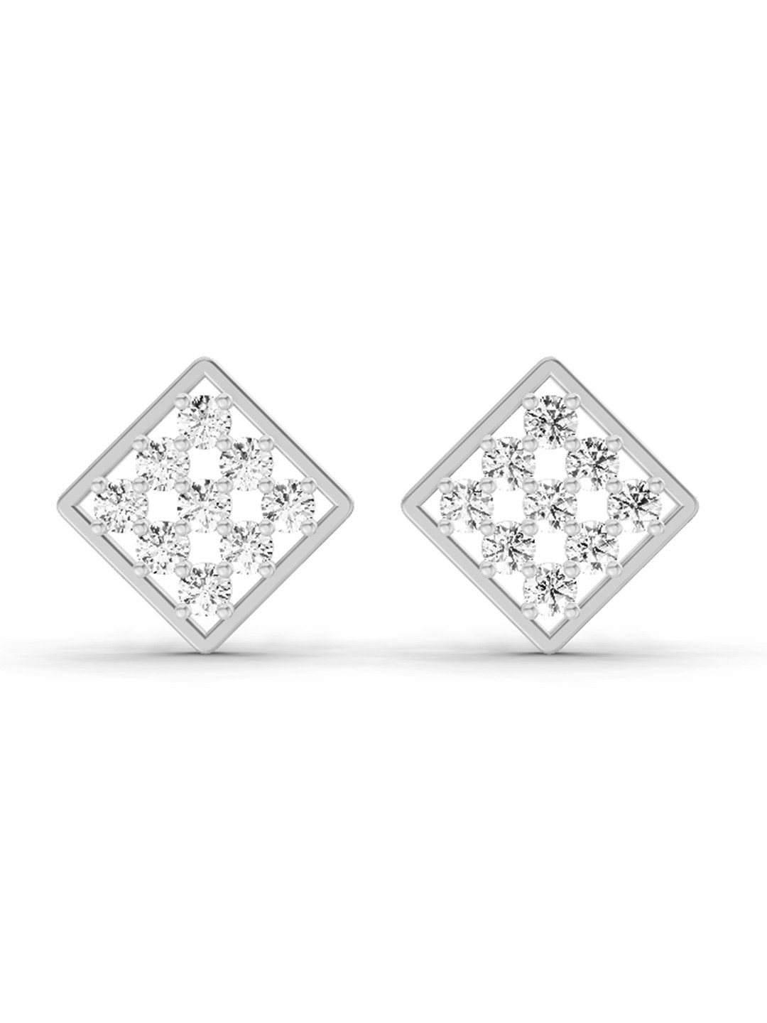 Sparkles 14K White Gold Round Shape Lab Diamond Square Cluster Stud Earrings  1 Carat
