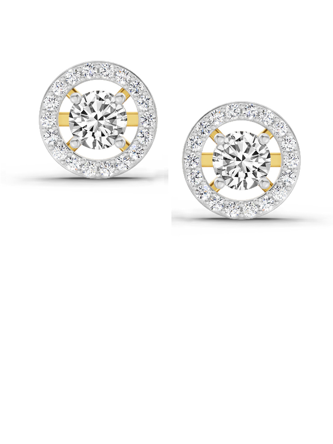 Sparkles 14K Yellow Gold Round Shape Halo Lab Diamond Stud Earrings 0.95 Carat