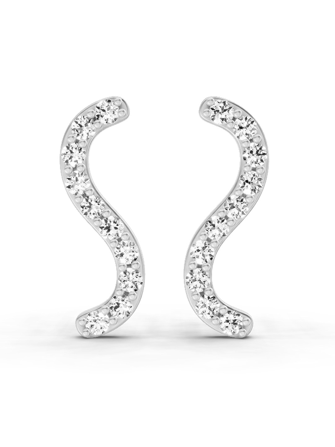 Sparkles 14K White Gold S-Curve Stud Earrings Round Shape Lab Diamond 0.70 Carat