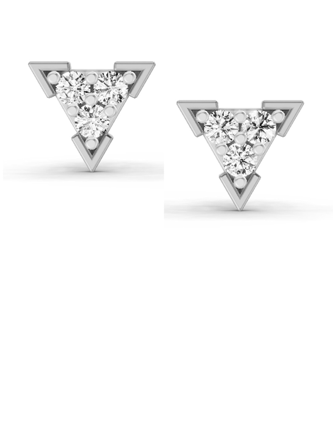 Sparkles 14K White Gold Triangle Stud Earrings Round Shape Lab Diamond 1 Carat