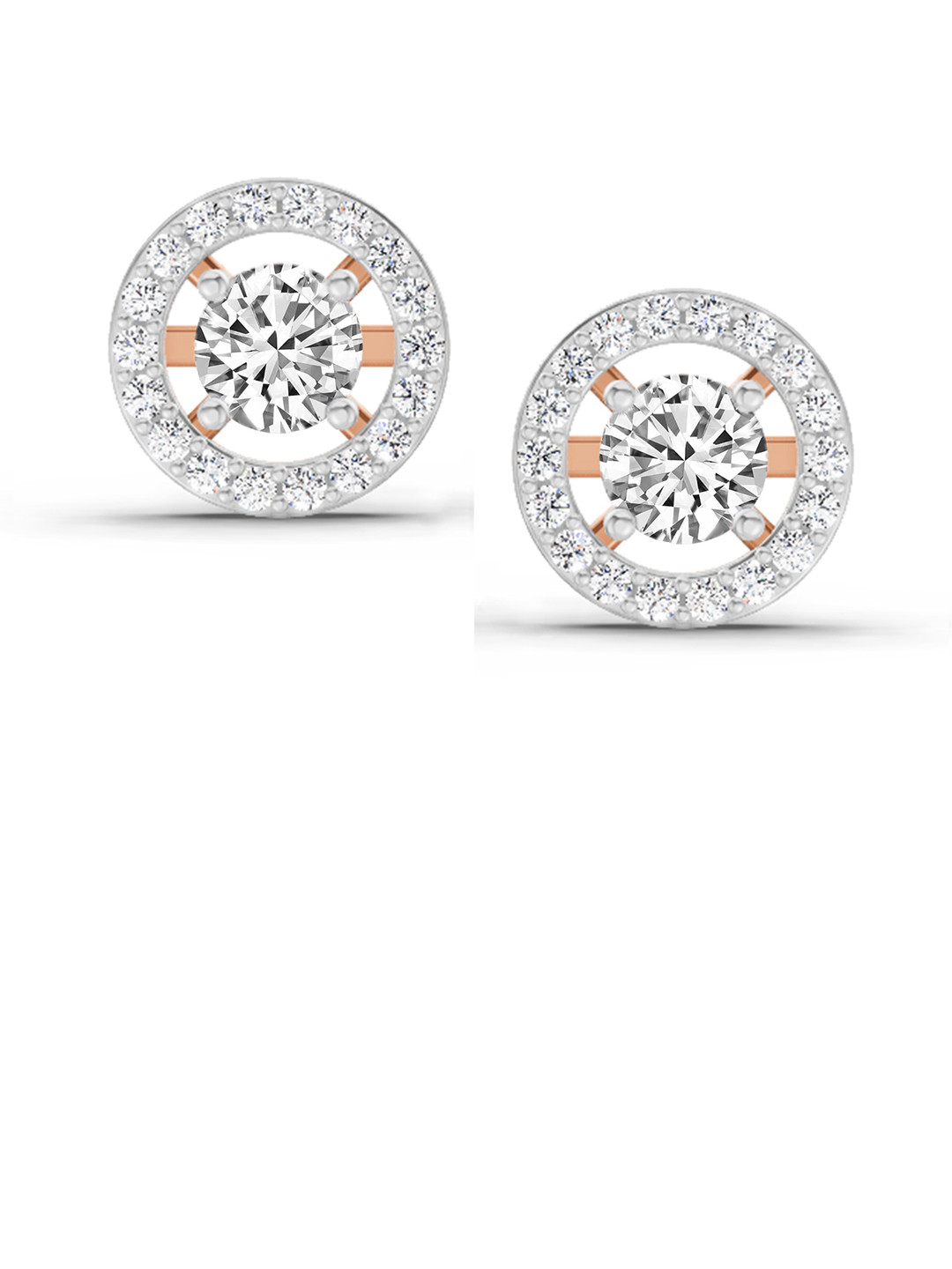 Sparkles Round Shape Halo Lab Diamond Stud Earrings 0.95 Carat 14K Rose Gold