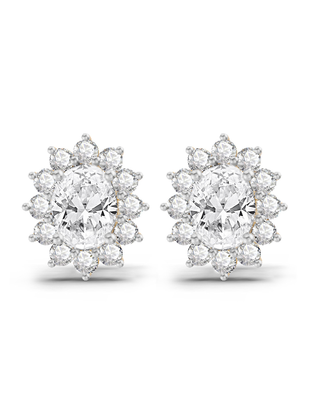 Sparkles Oval Shape Halo Lab Diamond Stud Earrings 1.25 Carat 14K Yellow Gold