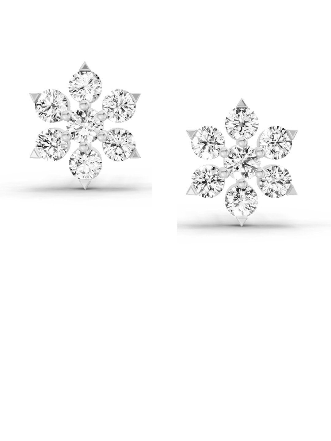 Sparkles 14K White Gold Round Shape Lab Diamond Floral Cluster Stud Earrings 0.98 Carat
