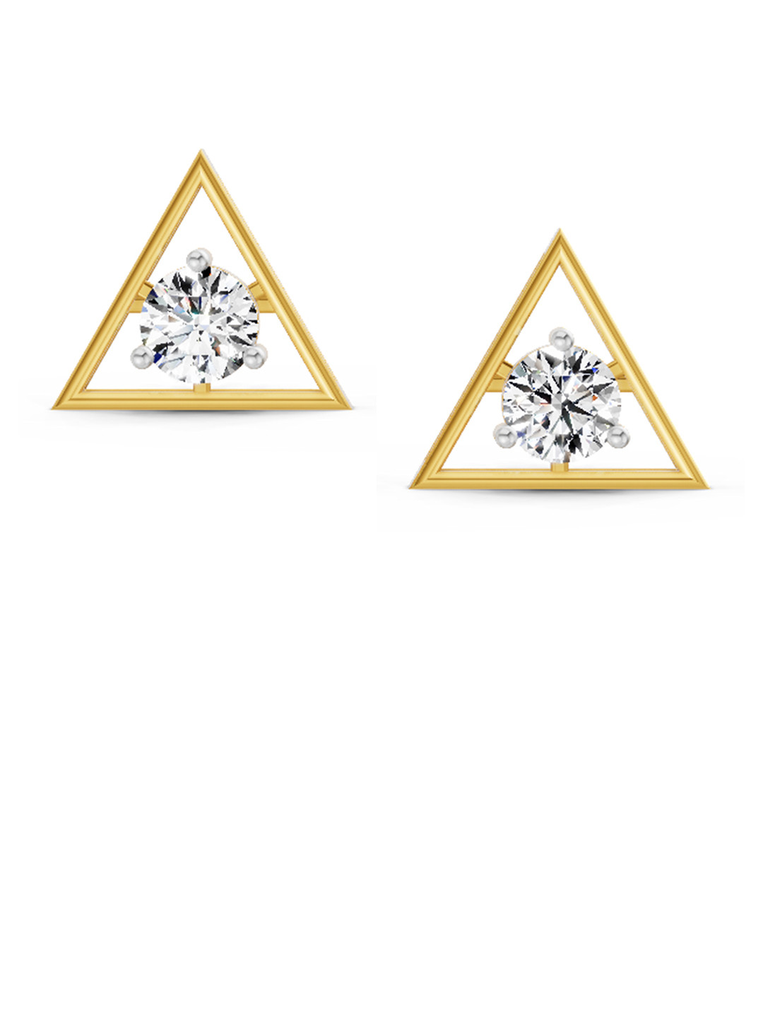 Sparkles 14K Yellow Gold 1 Carat Lab Diamond Solitaire Round Shape Stud Earrings