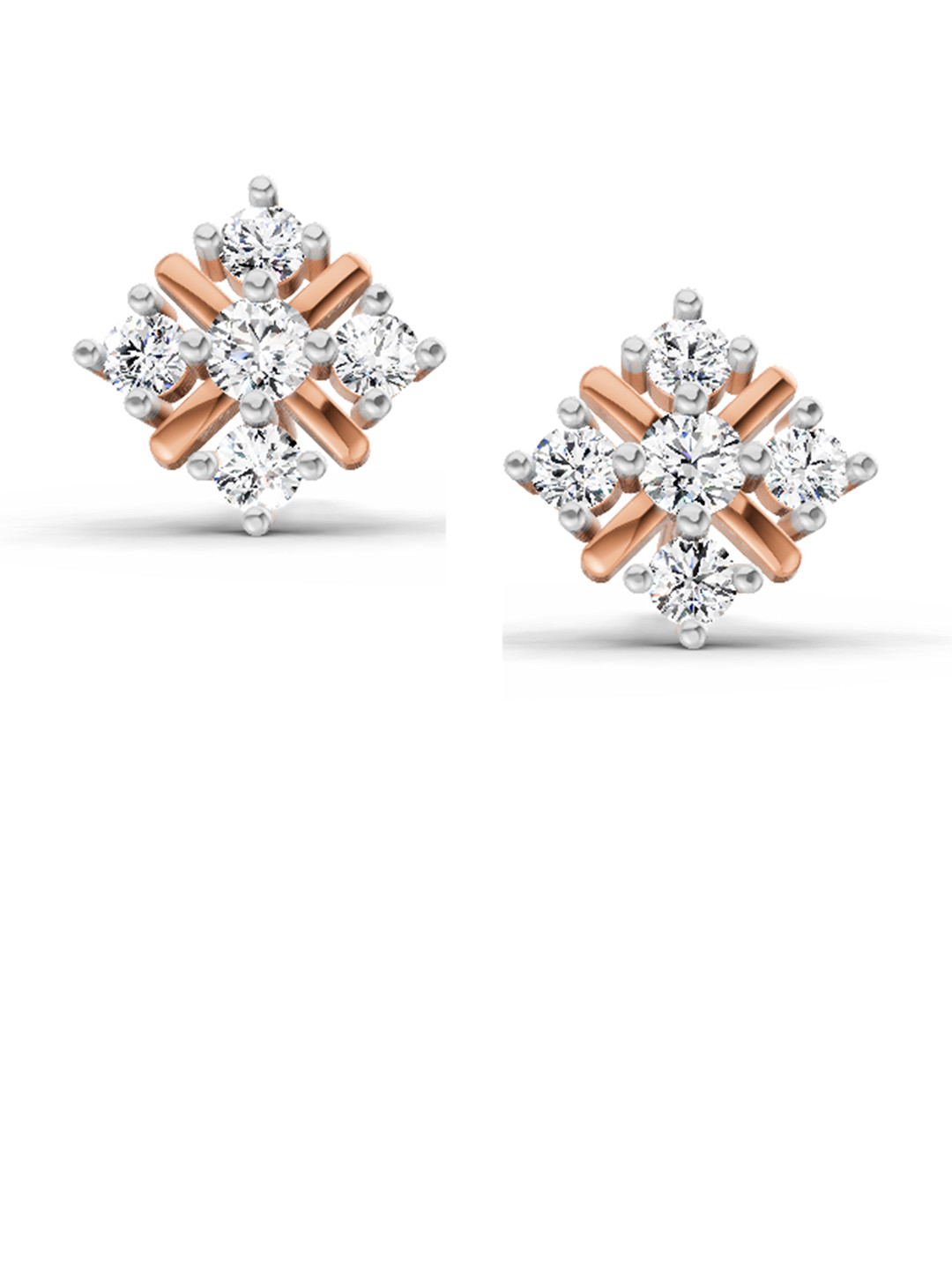 Sparkles 14K Rose Gold 0.98 Carat Round Shape Lab Diamond Stud Earrings