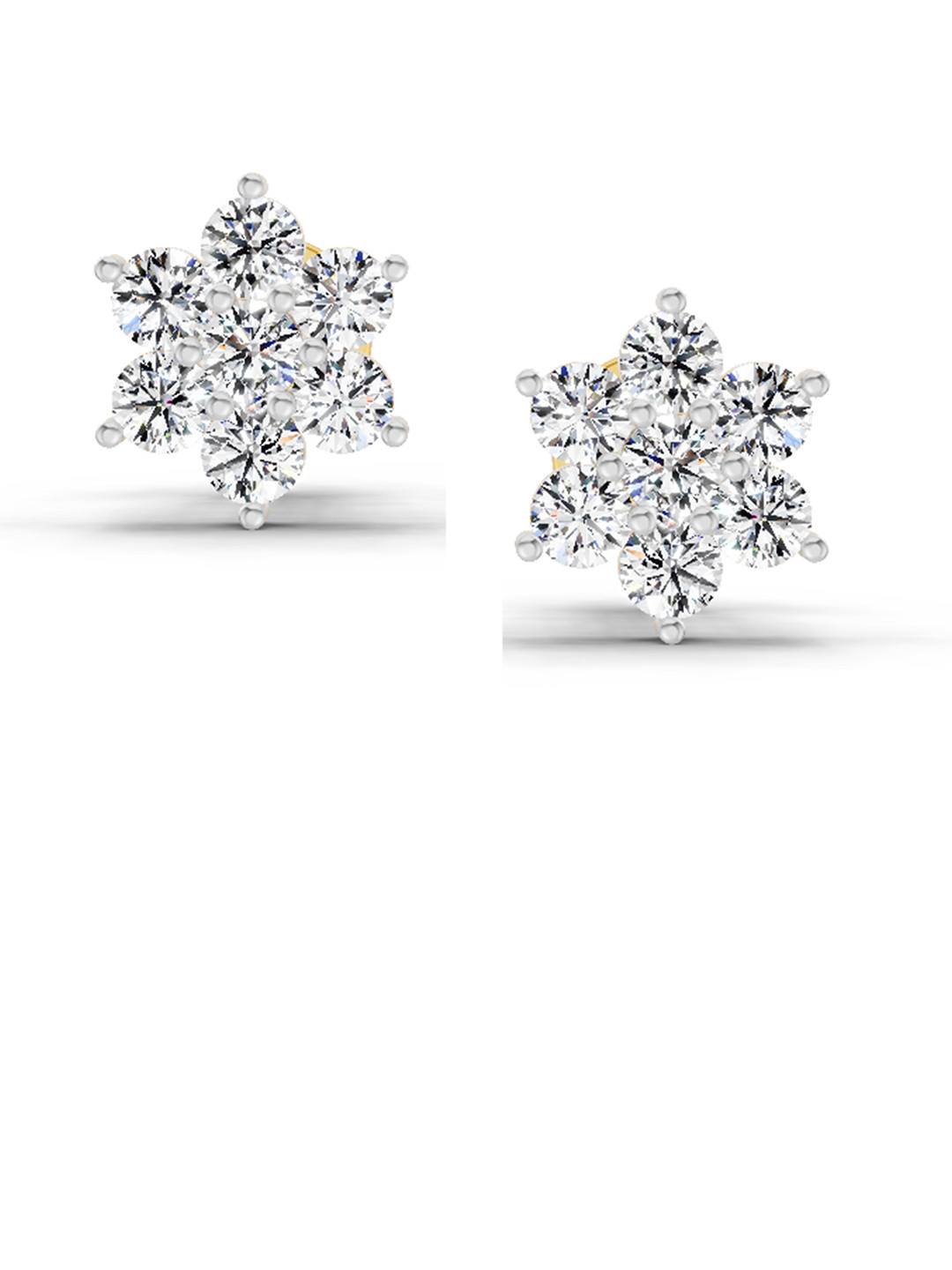 Sparkles Floral Cluster Stud Earrings Round Shape Lab Diamond 0.97 Carat 14K Yellow Gold
