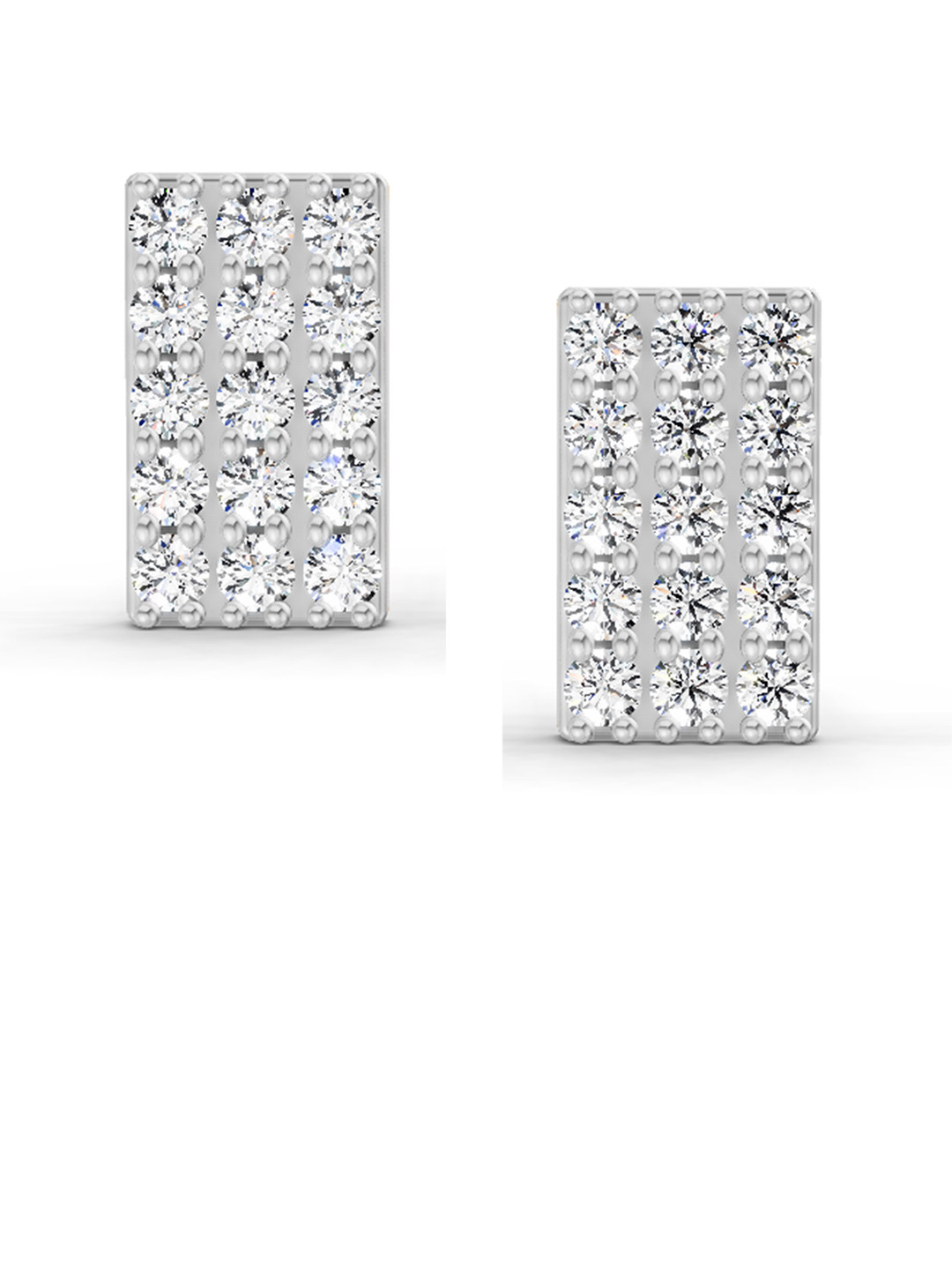 Sparkles 14K Yellow Gold Round Shape Lab Diamond Rectangle Cluster Stud Earrings 0.75 Carat