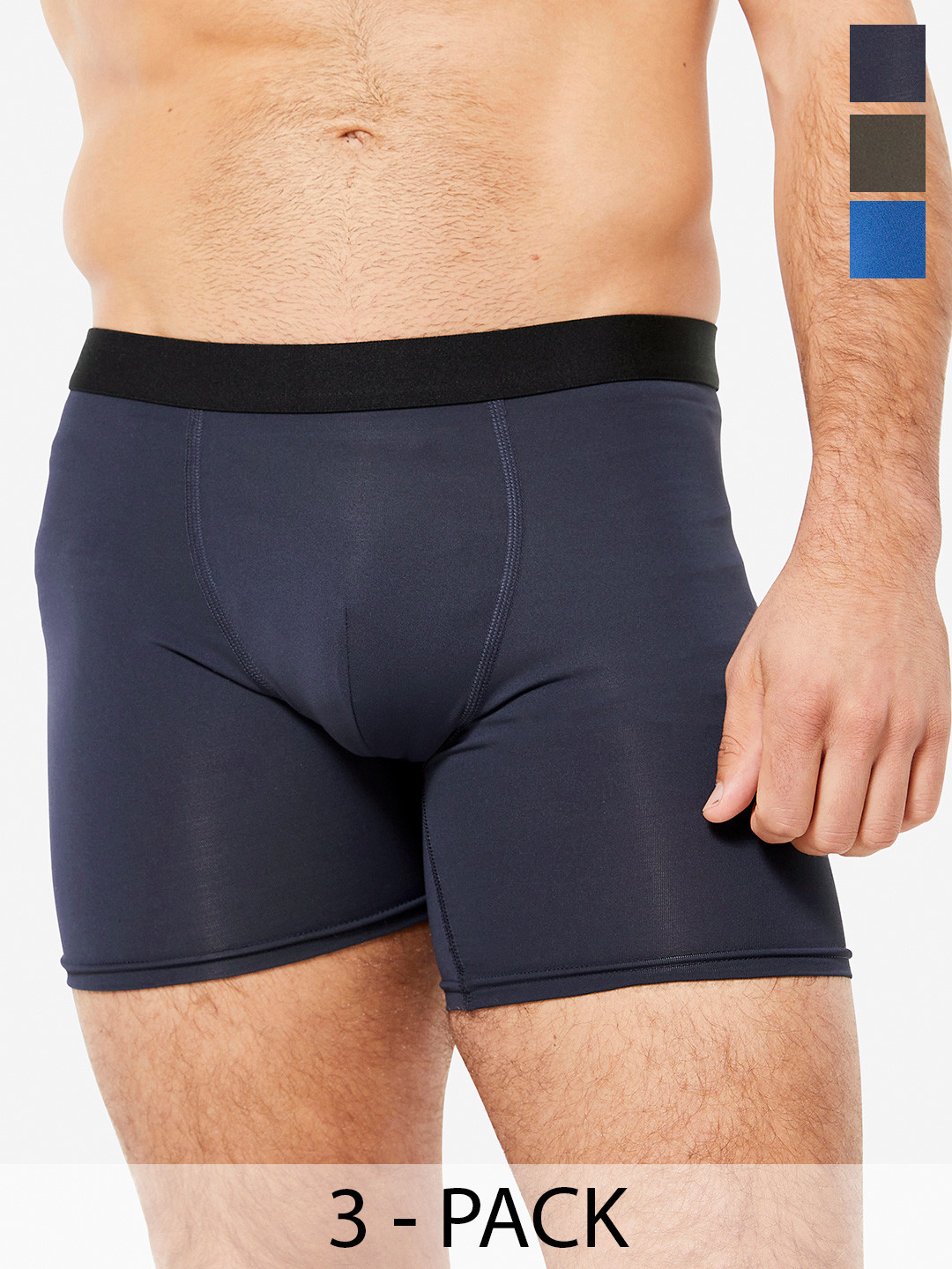 Decathlon Pack Of 3 Breathable Microfibre Boxers 8854045
