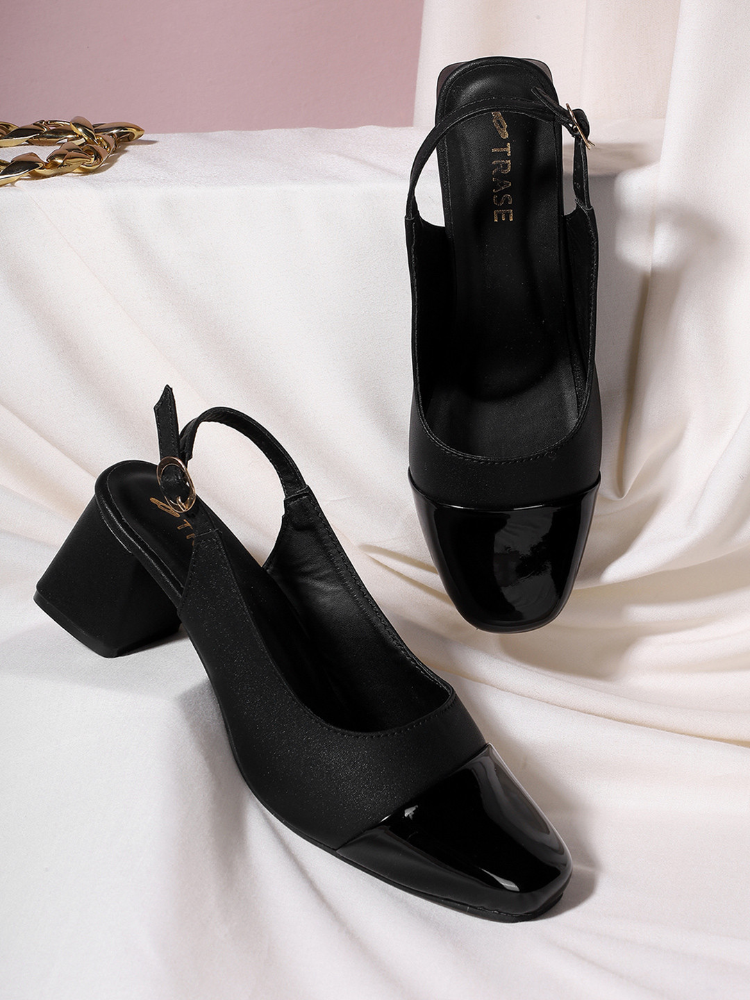 TRASE Women Backstrap Open Toe Buckles Block Heeled Sandals