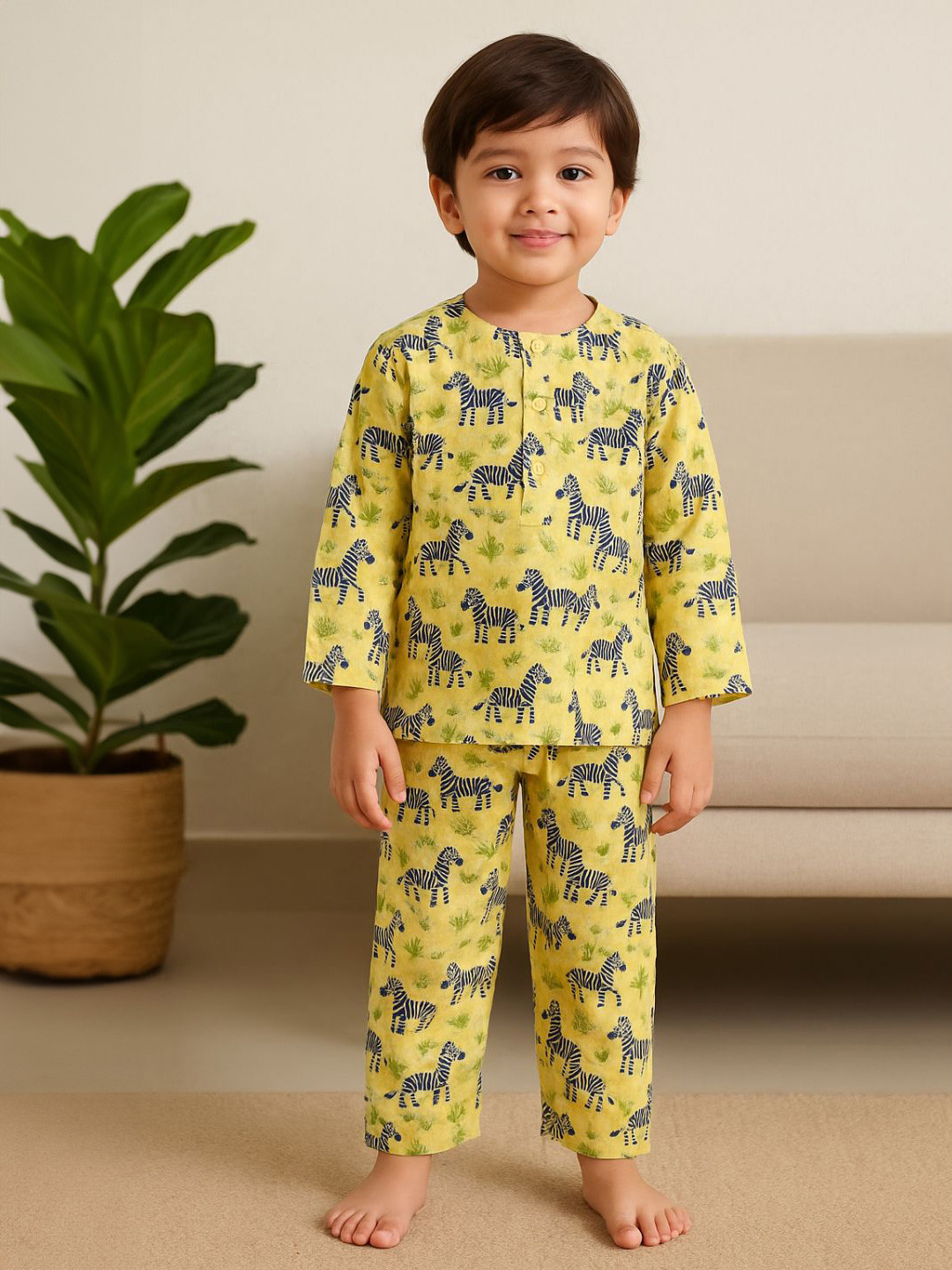 Tittertots Kids Animal Printed Pure Cotton T-Shirt With Pyjamas