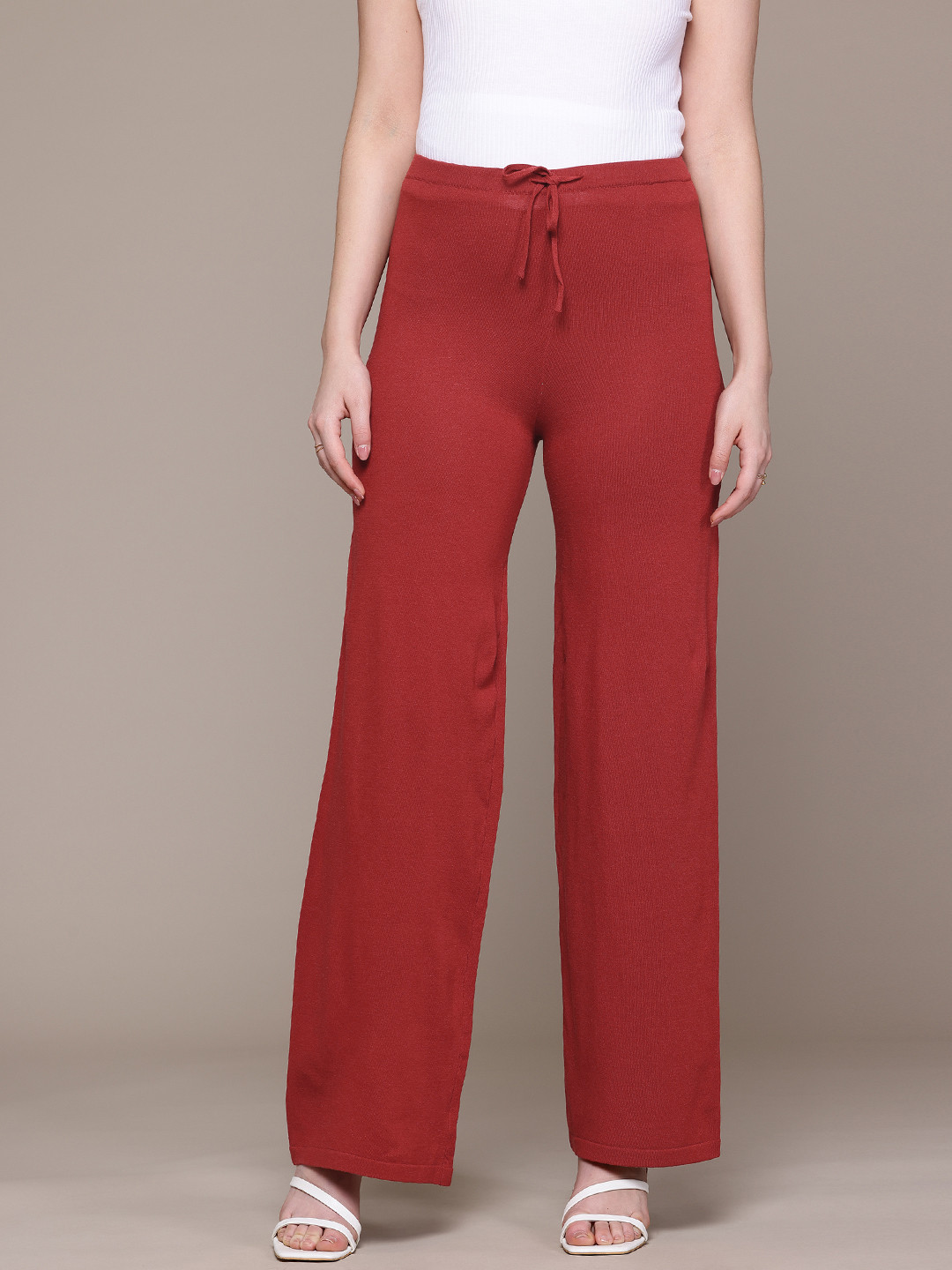 MANGO Women Straight Fine Knit Trousers