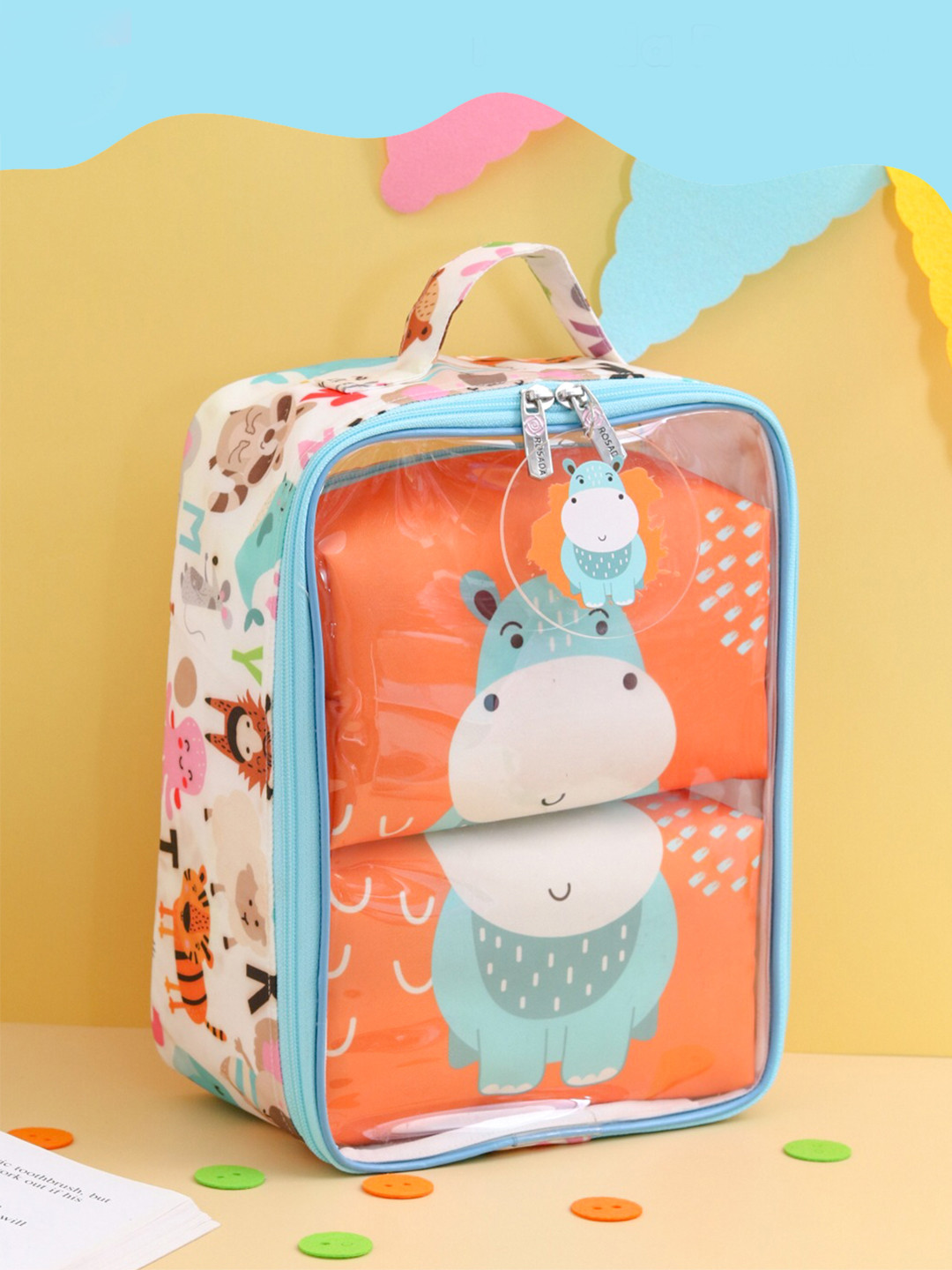 ROSADA Kids Printed Hippo Puzzle Bag