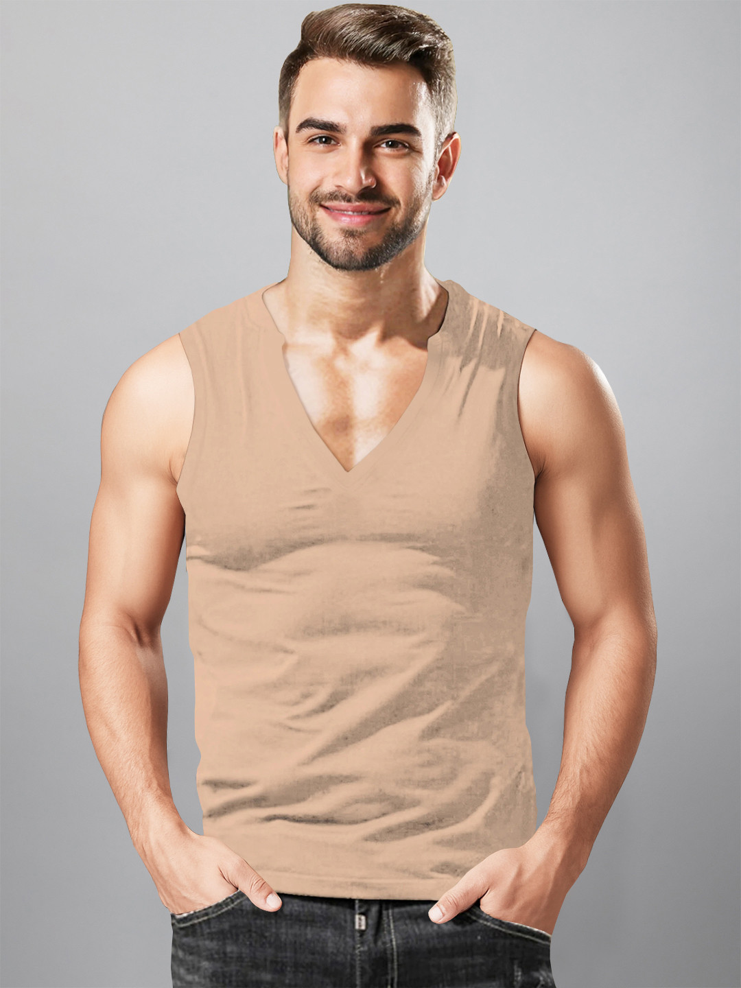 TRIPR Cotton V-Neck Gym Vest TBGVEST-VT2