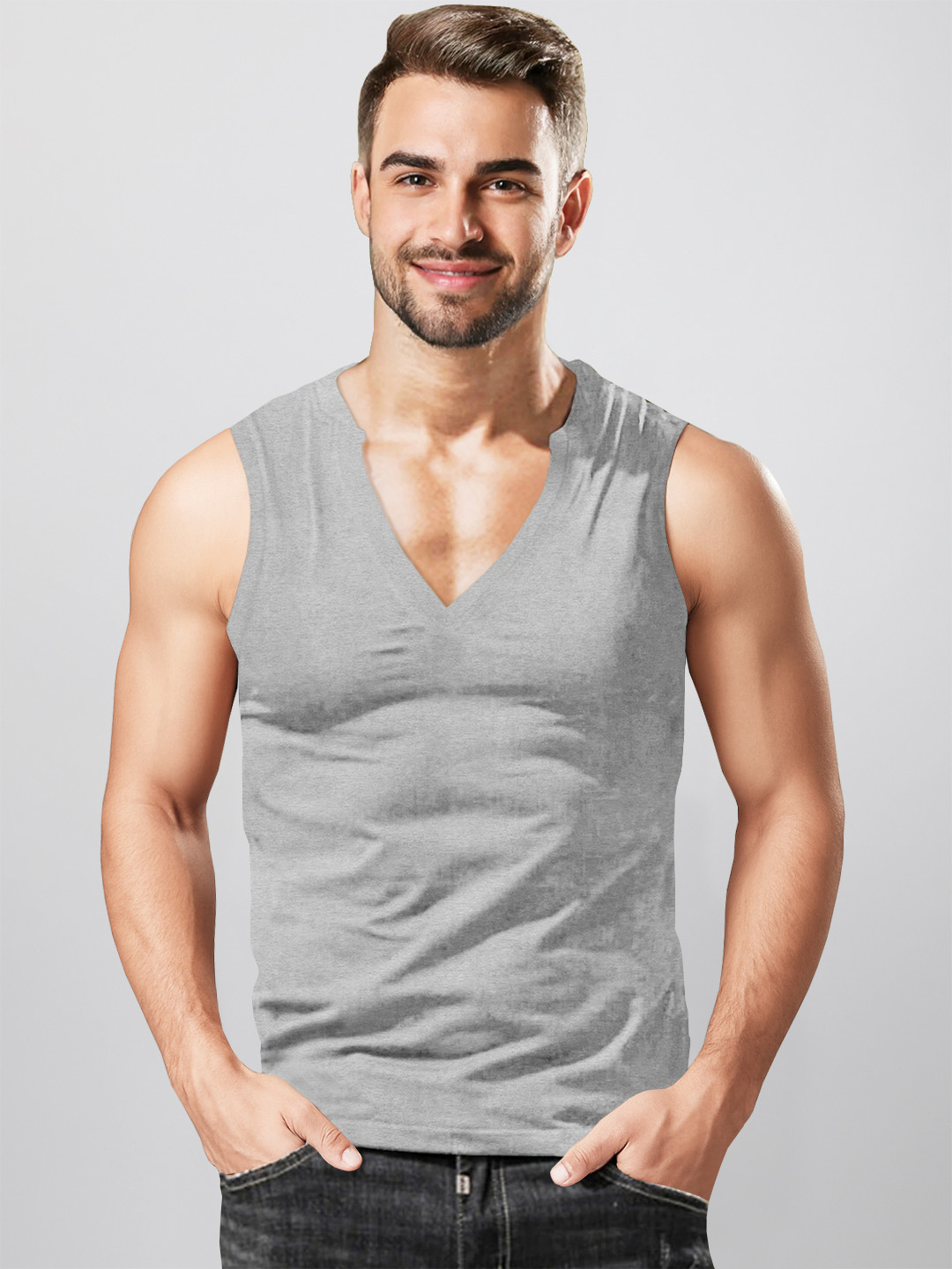 TRIPR Cotton V-Neck Gym Vest TGYVEST-VT2