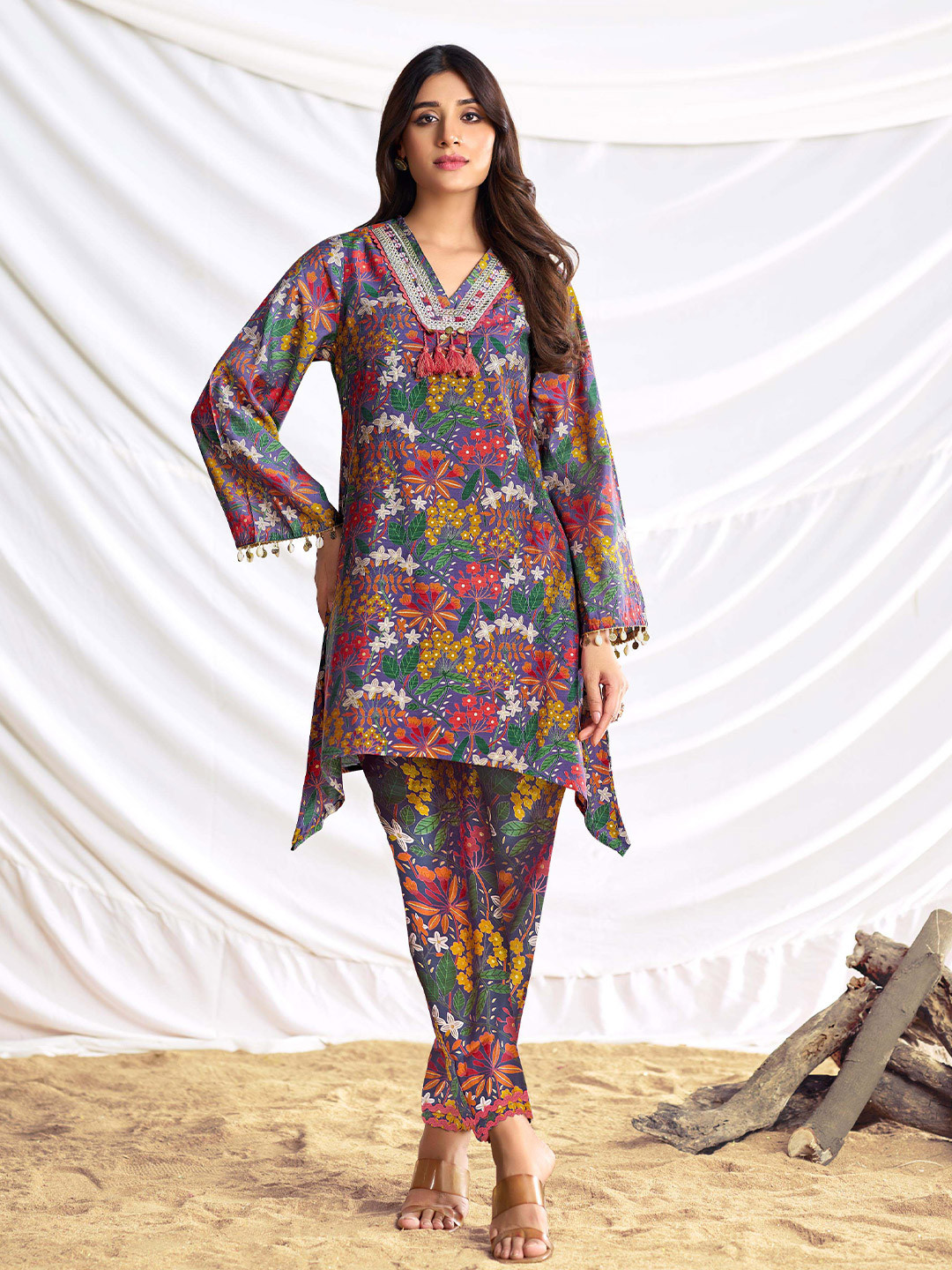 BulBul Printed Tunic TOP With Trousers Co-Ord