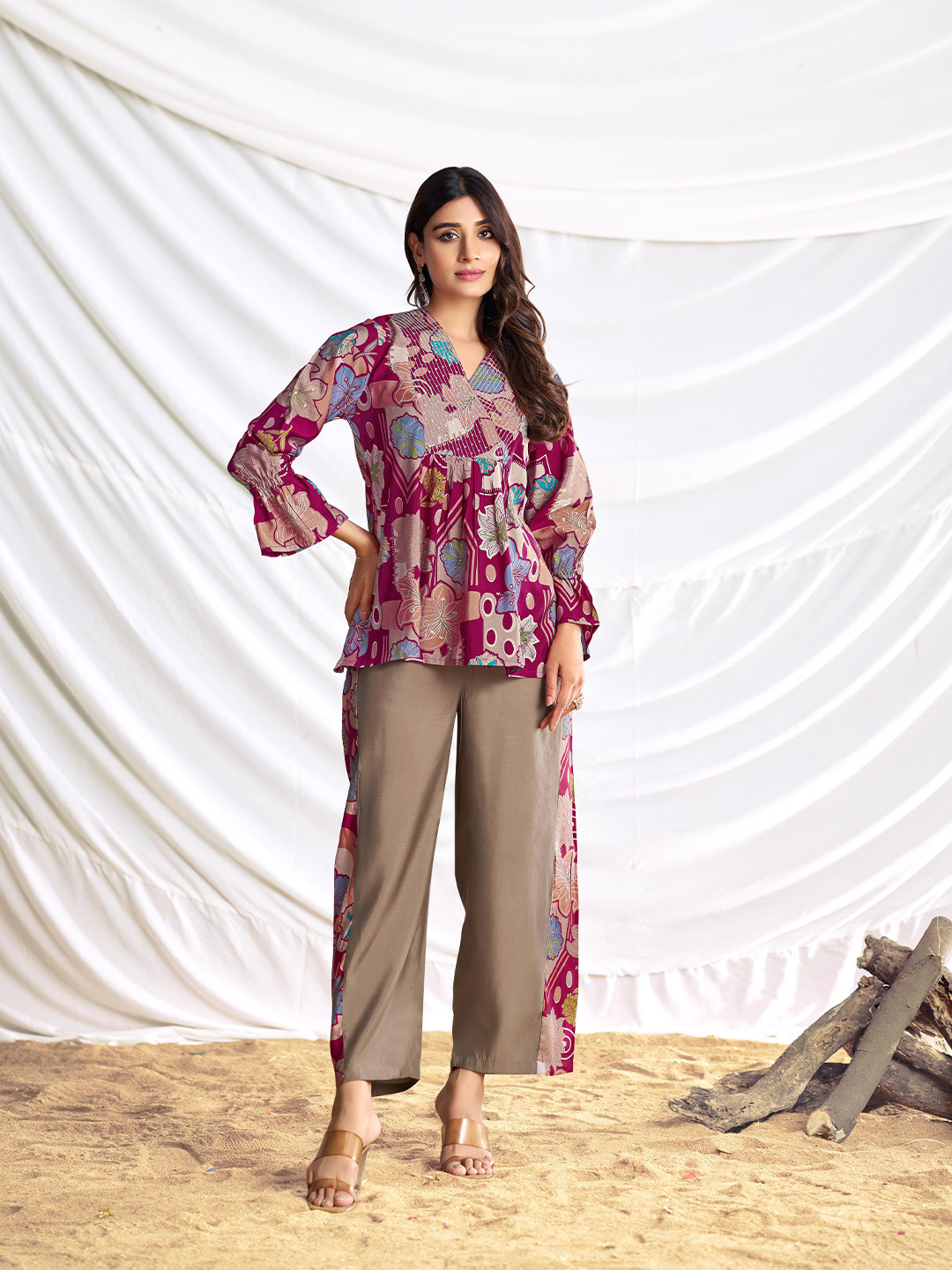 BulBul Floral Printed Pure Modal Top & Trousers