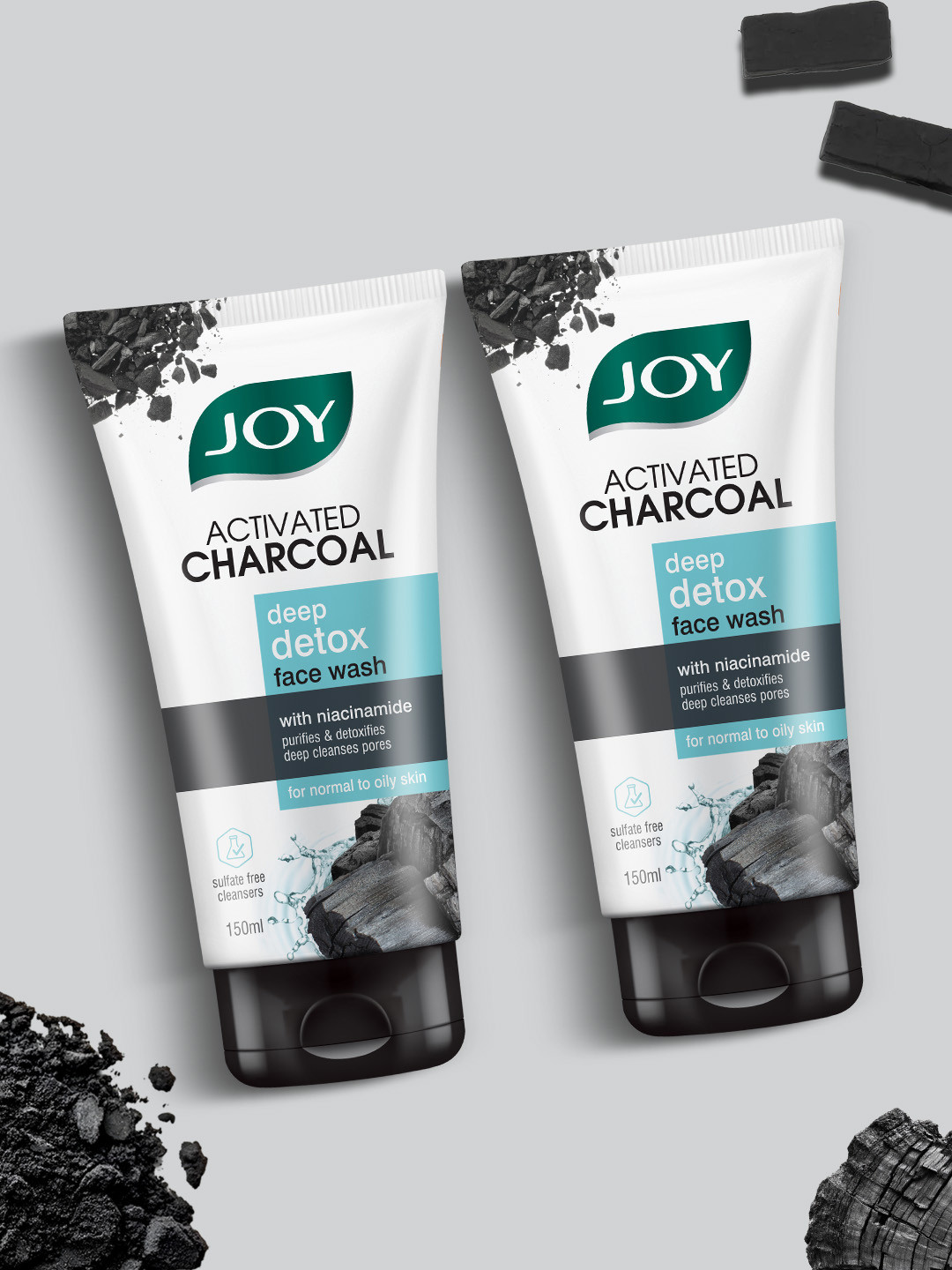 JOY Set Of 2 Set Of 2 Activated Charcoal Face Wash - 150 ml Each