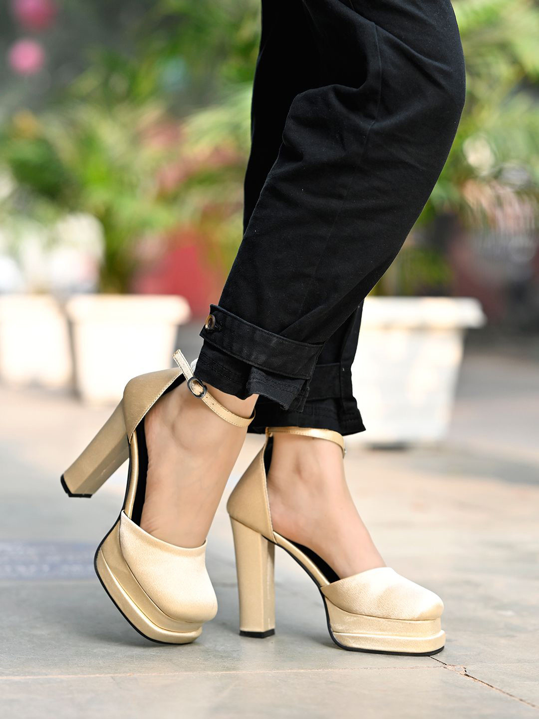 Stylestry Women Square Toe Block Heel Ankle Loop Mary Janes