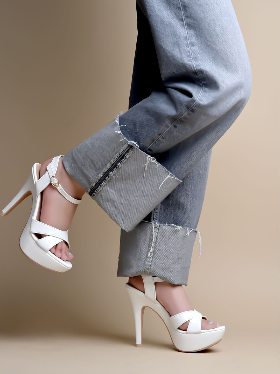 Stylestry Women Peep Toe Stiletto Heel Sandals