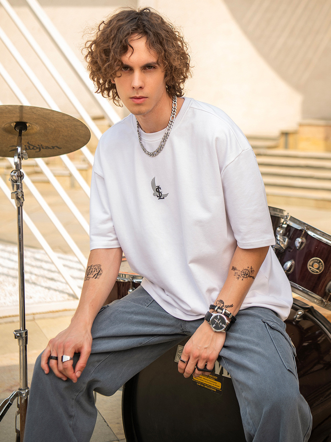 LOUIS STITCH Men Oversized Cotton Tshirt