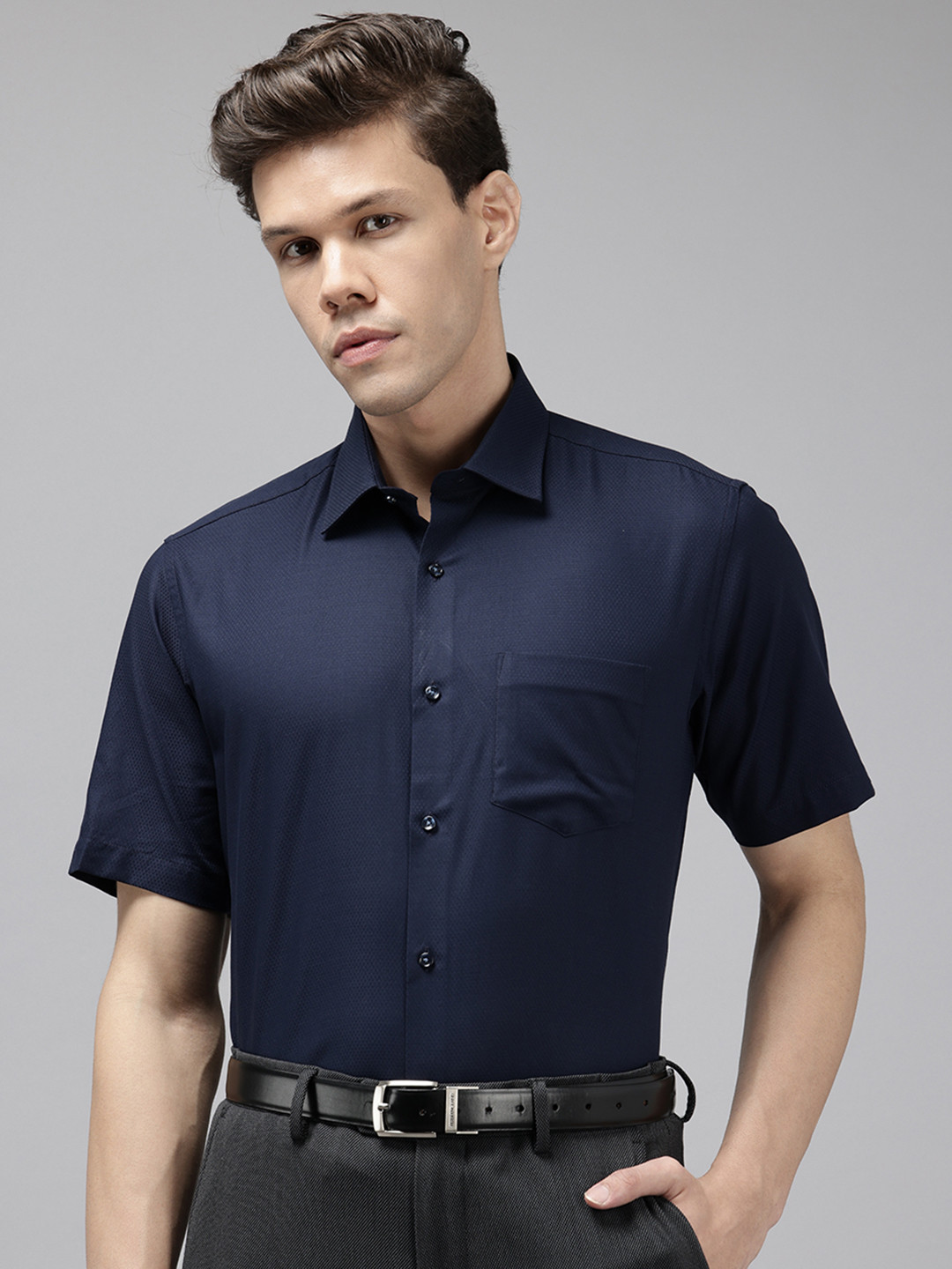 Van Heusen Custom Fit Textured Pure Cotton Party Shirt