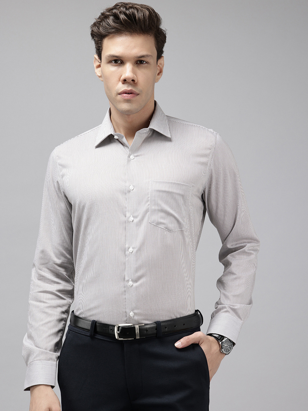 Van Heusen Slim Fit Textured Pure Cotton Formal Shirt