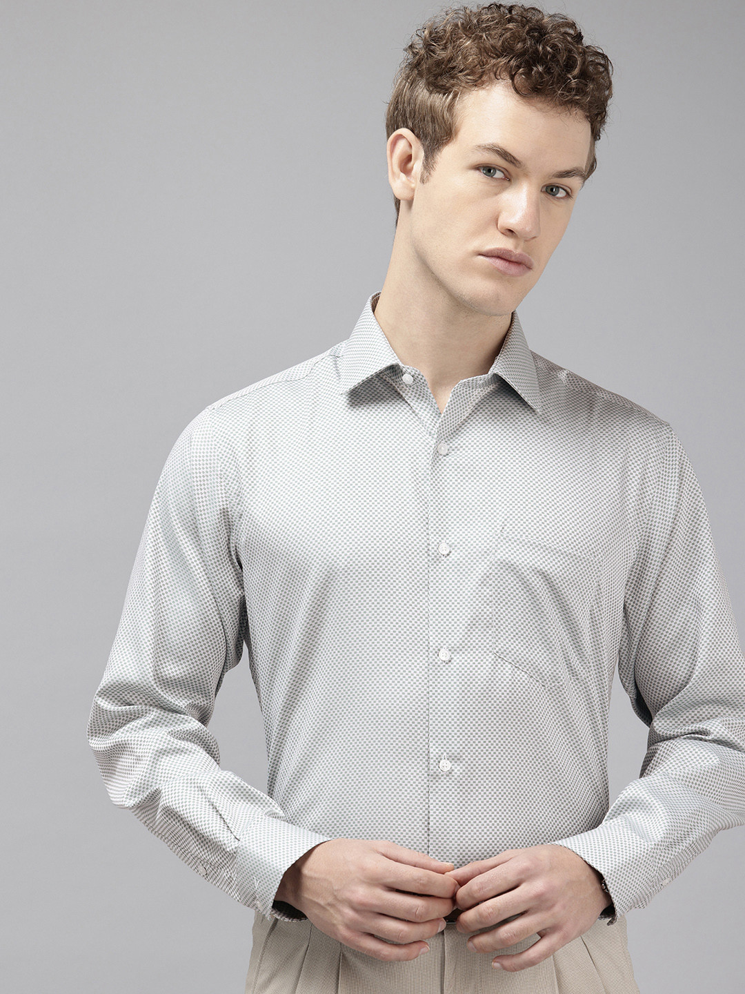 Van Heusen Custom Micro Checks Pure Cotton Formal Shirt