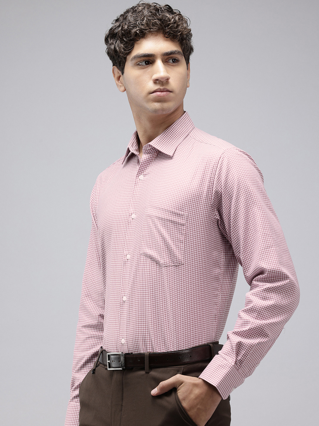 Van Heusen Pure Cotton Self Design Custom Fit Textured Formal Shirt