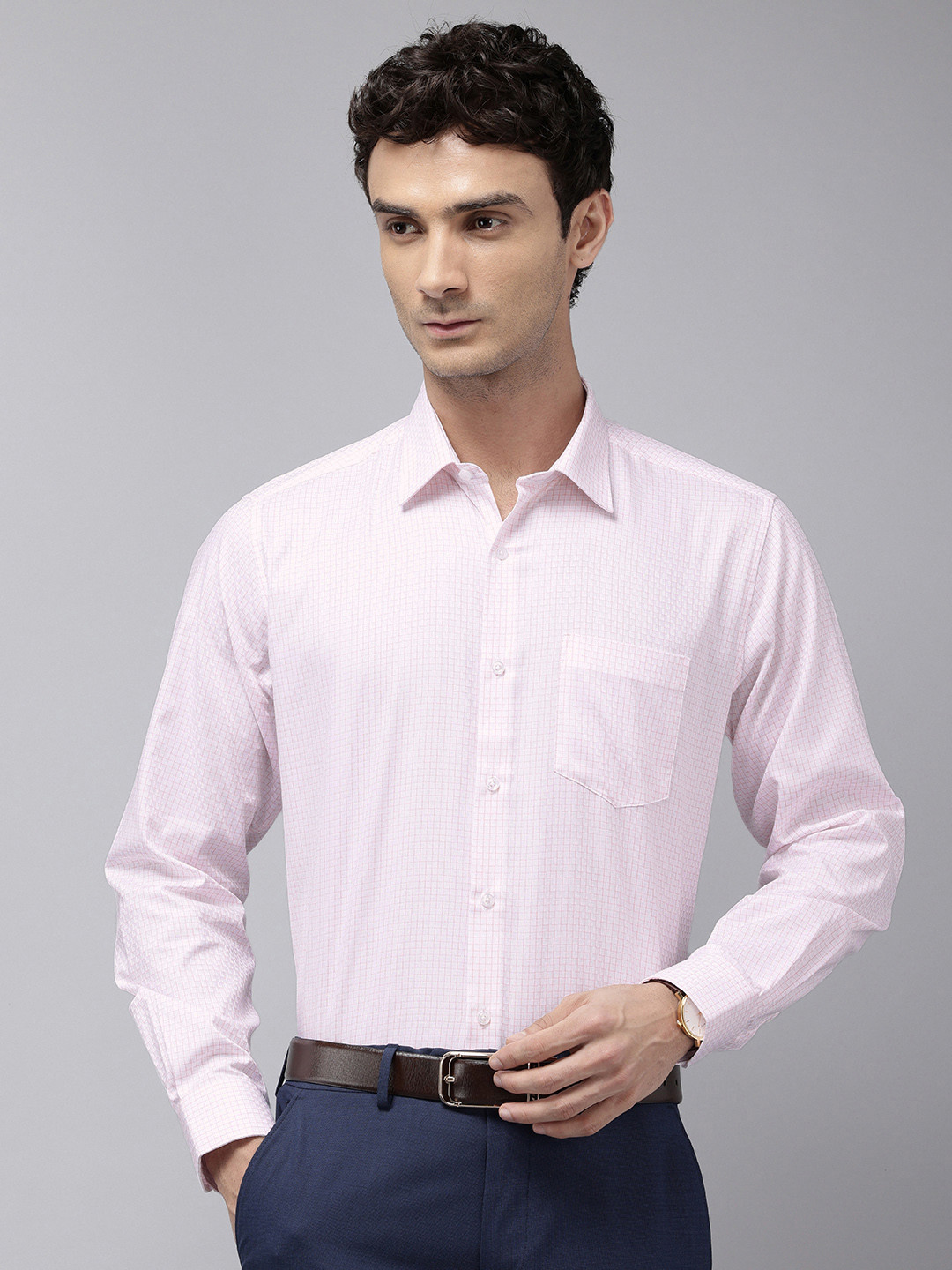 Van Heusen Custom Fit Checked Pure Cotton Formal Shirt