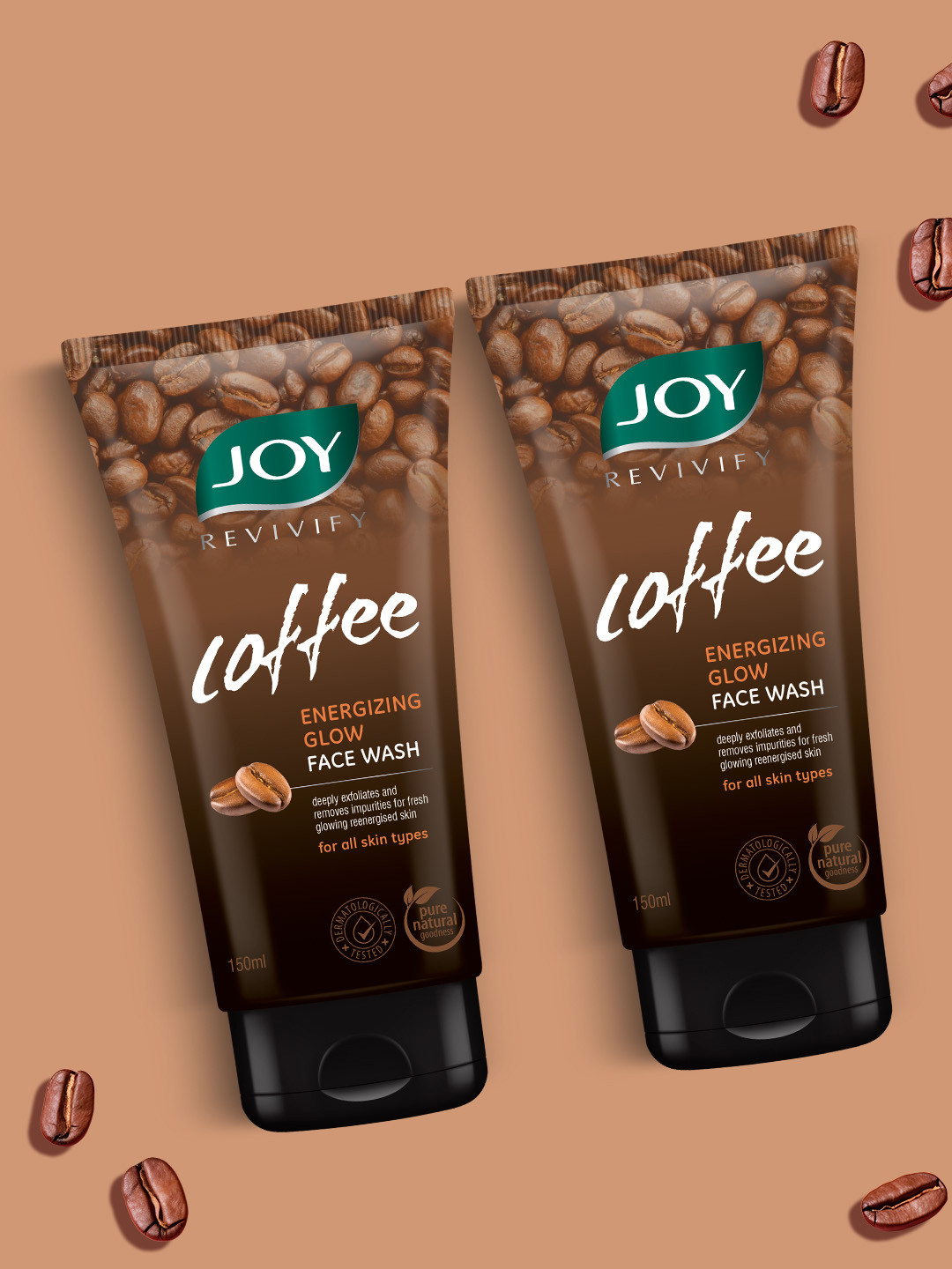 JOY Set Of 2 Deep Exfoliation & Energized Glow Coffee Face Wash- 150 ml Each