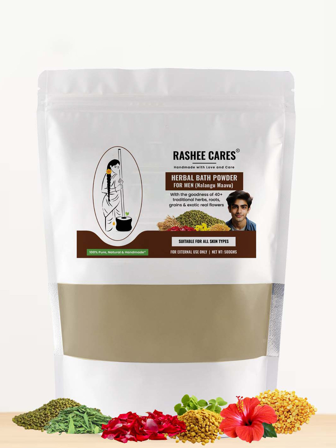 RASHEE CARES Herbal Bath Powder With Turmeric For Deep Cleansing - 500 g