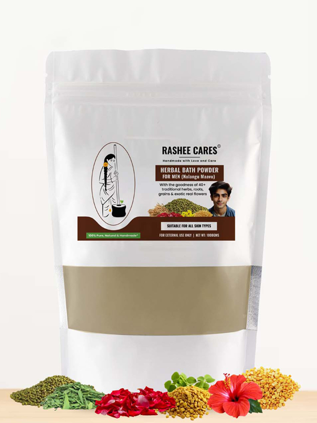 RASHEE CARES Herbal Bath Powder With Turmeric For Deep Cleansing - 1Kg