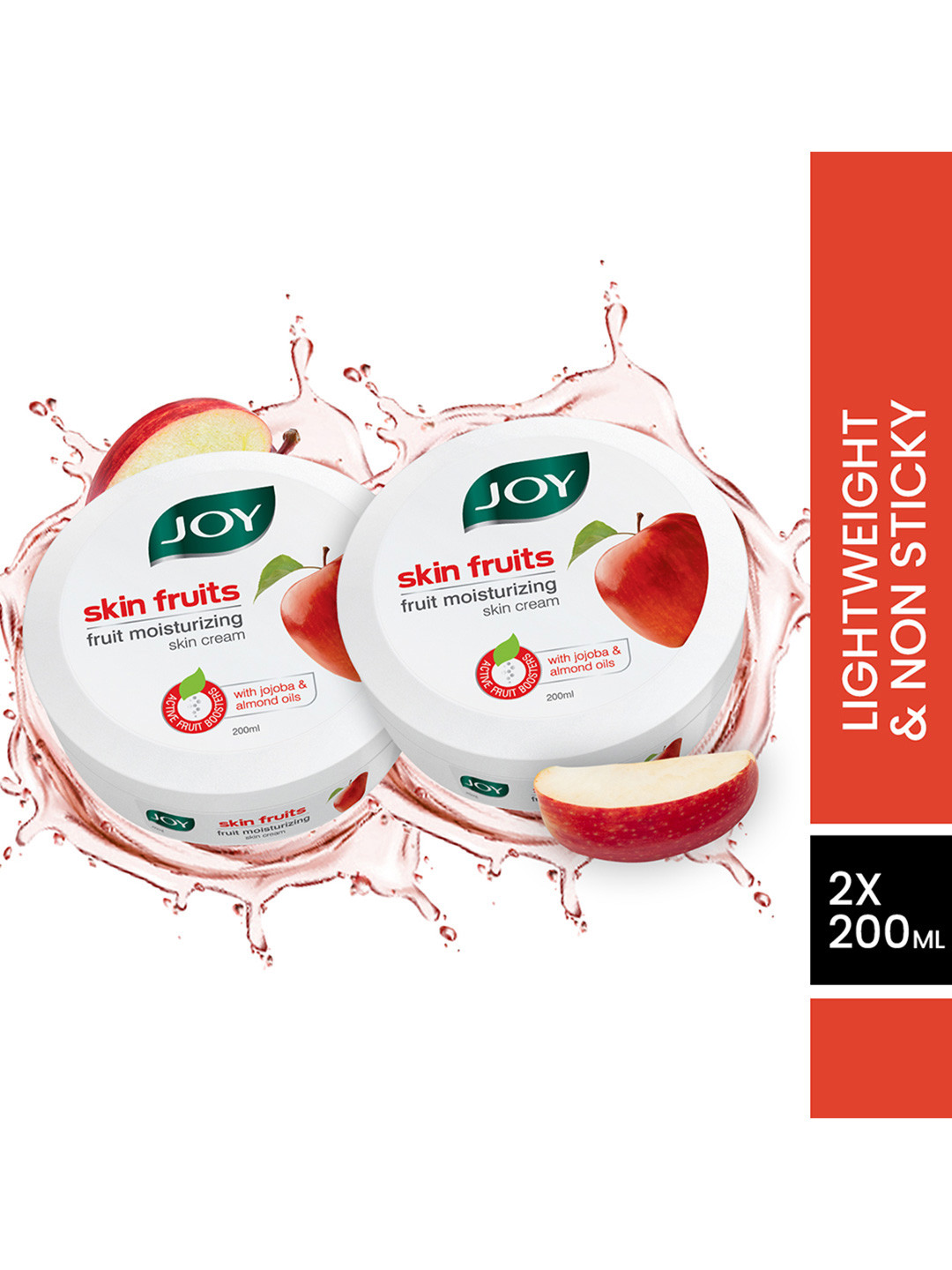 JOY Set Of 2 Skin Fruits Peach Super Soft 24 Hour Moisturizer Day Cream - 200 ml Each