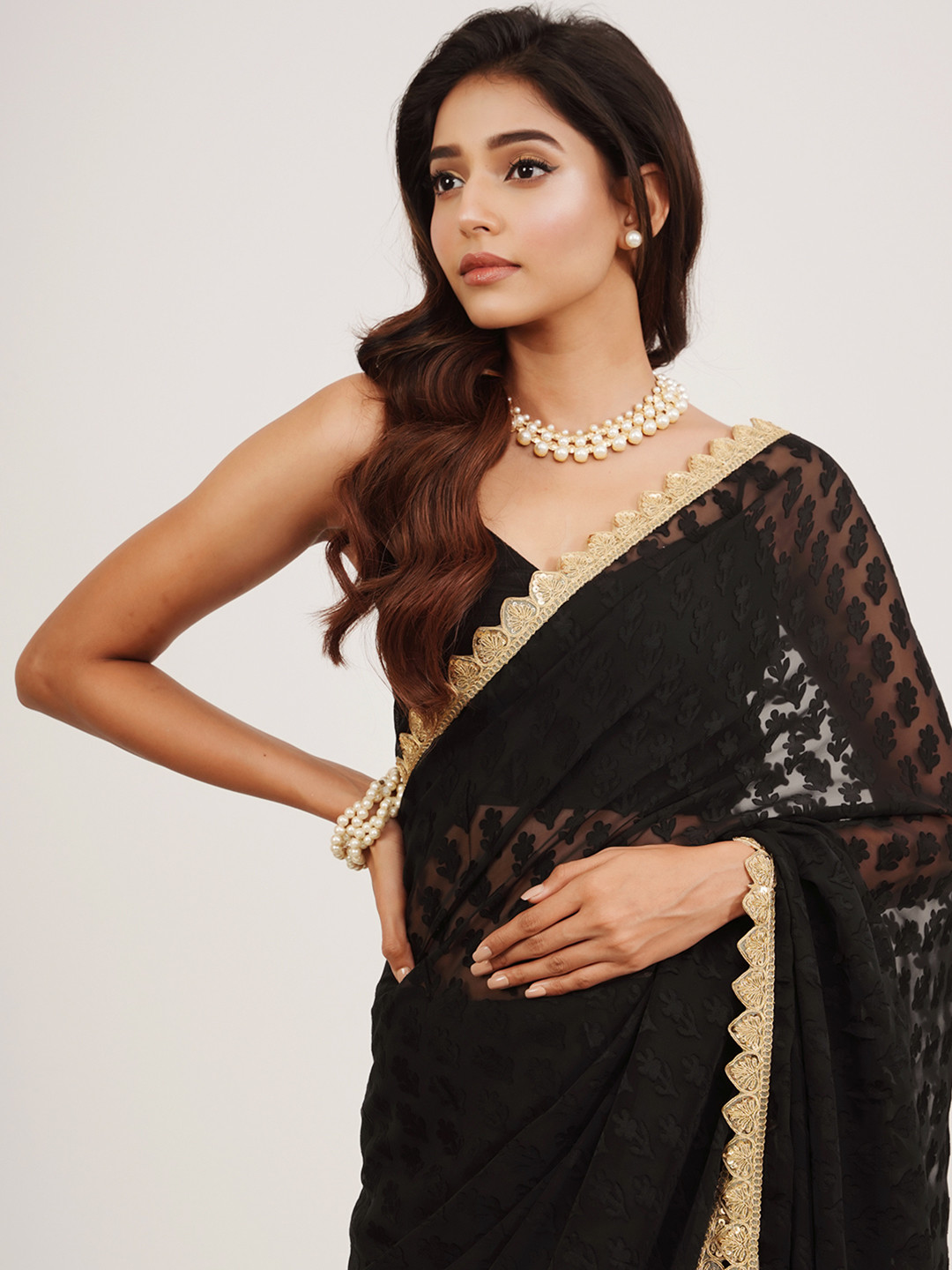 Kalista Embellished Sequinned Brasso Saree